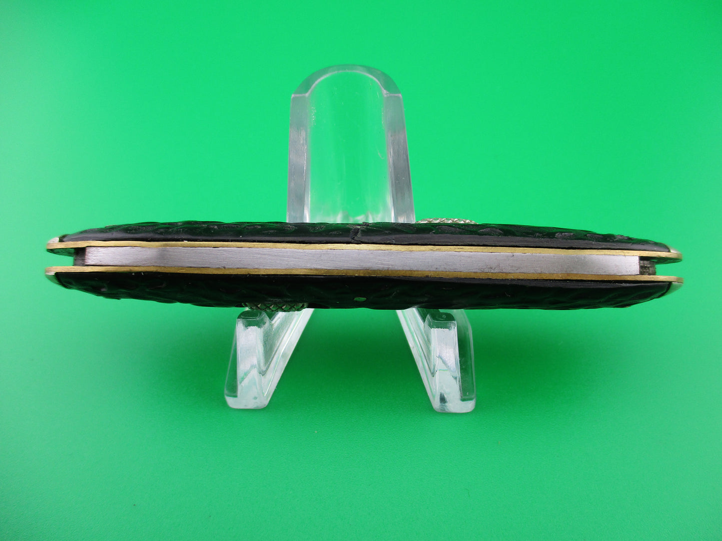 Flylock Double Black Stagged synthetic scaled switchblade knife w/ tip bolsters