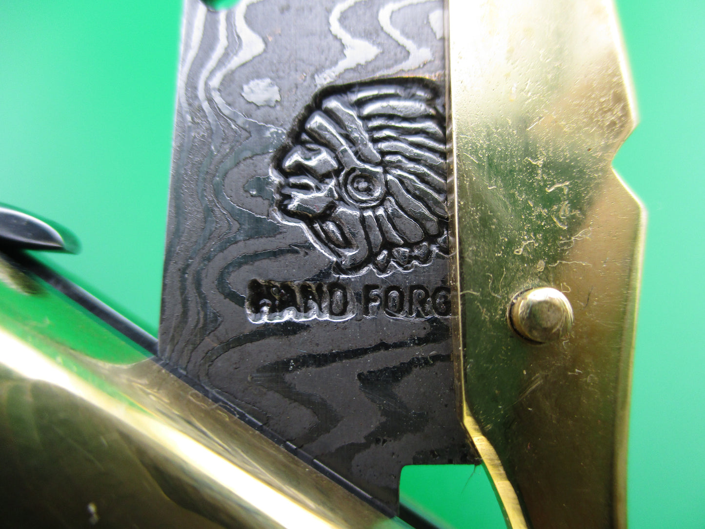 z Hand Forged Chief 13 inch Oval Button Damascus Batwing Swing Guard knife