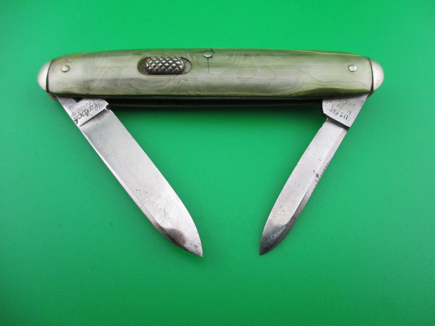 Flylock Double Smoked Pearl Tip bolstered Switchblade Book knife