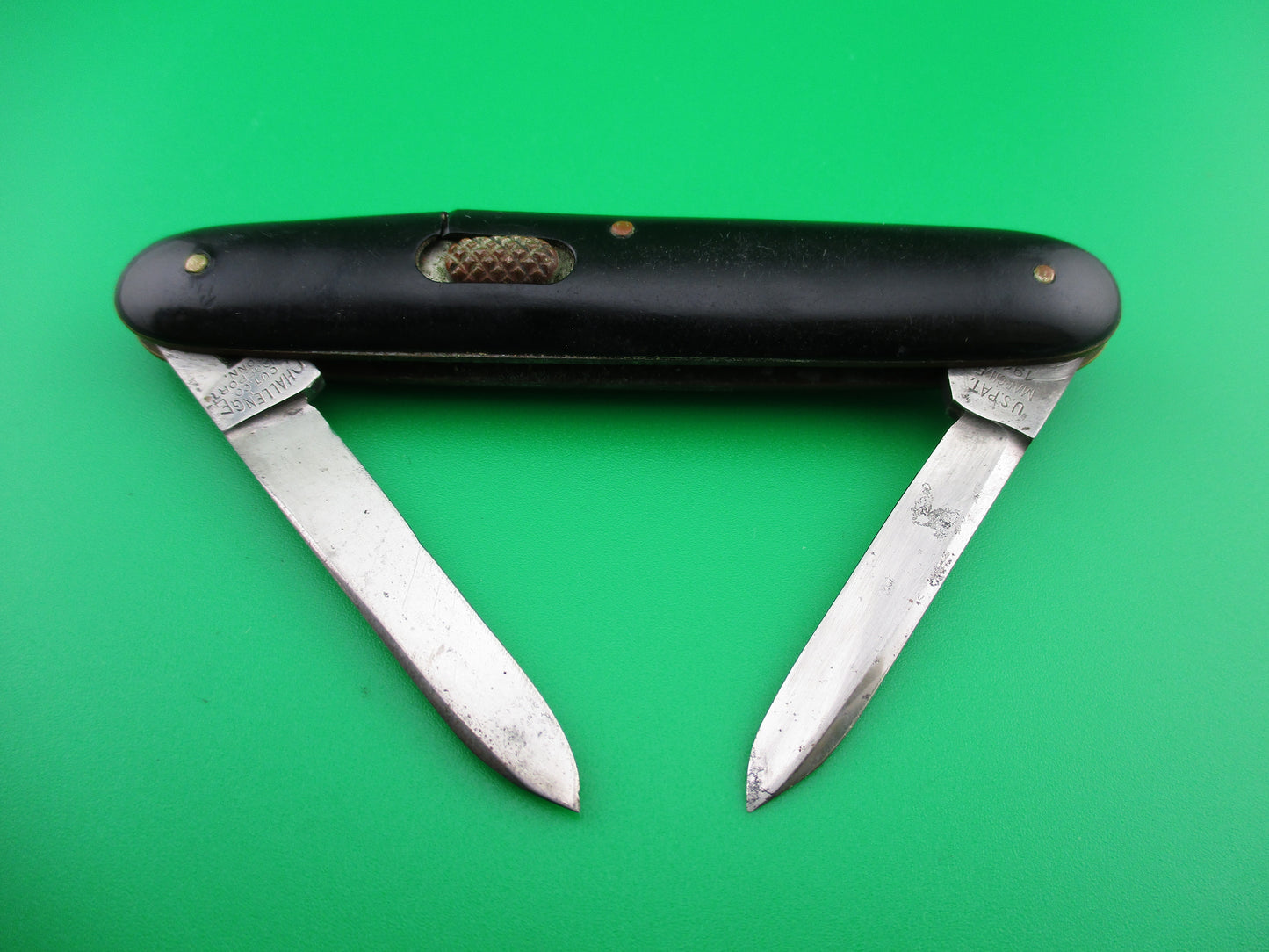 z Challenge Double Black Celluloid switchblade knife FLY LOCK arched
