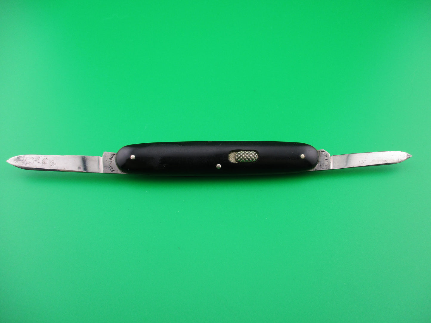 z Challenge Double Black Celluloid switchblade knife FLY LOCK arched