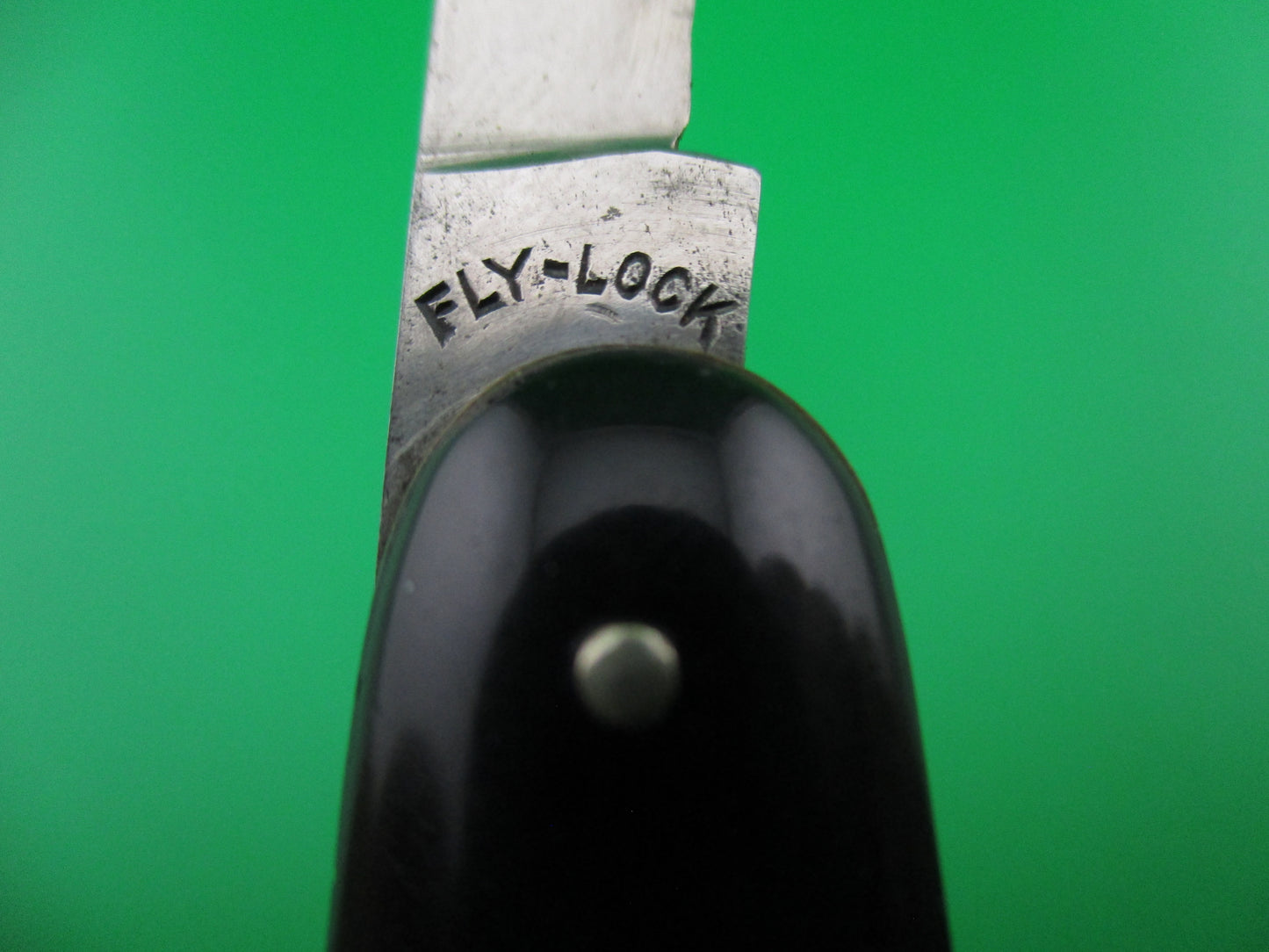 z Challenge Double Black Celluloid switchblade knife FLY LOCK arched