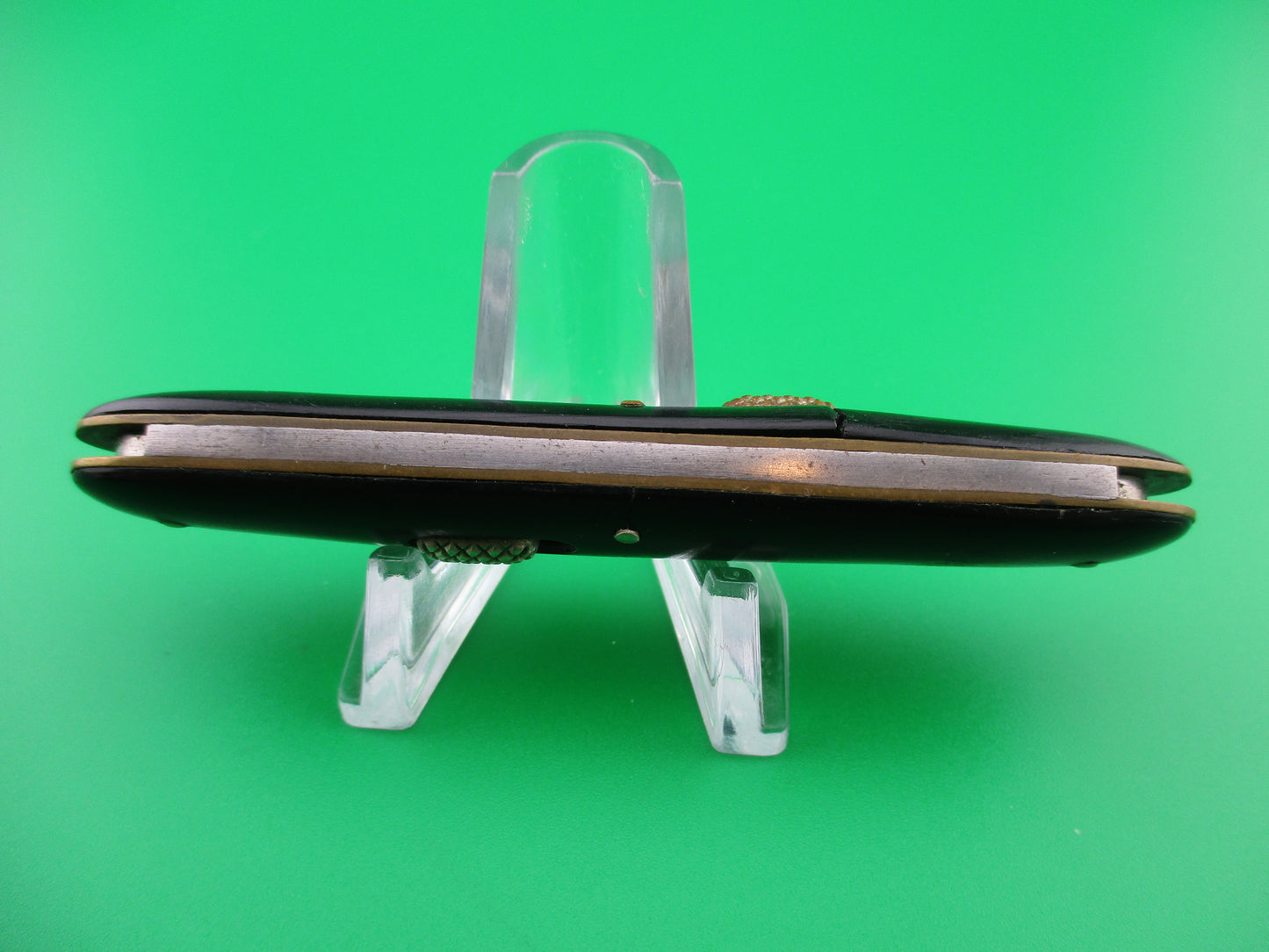 z Challenge Double Black Celluloid switchblade knife FLY LOCK arched