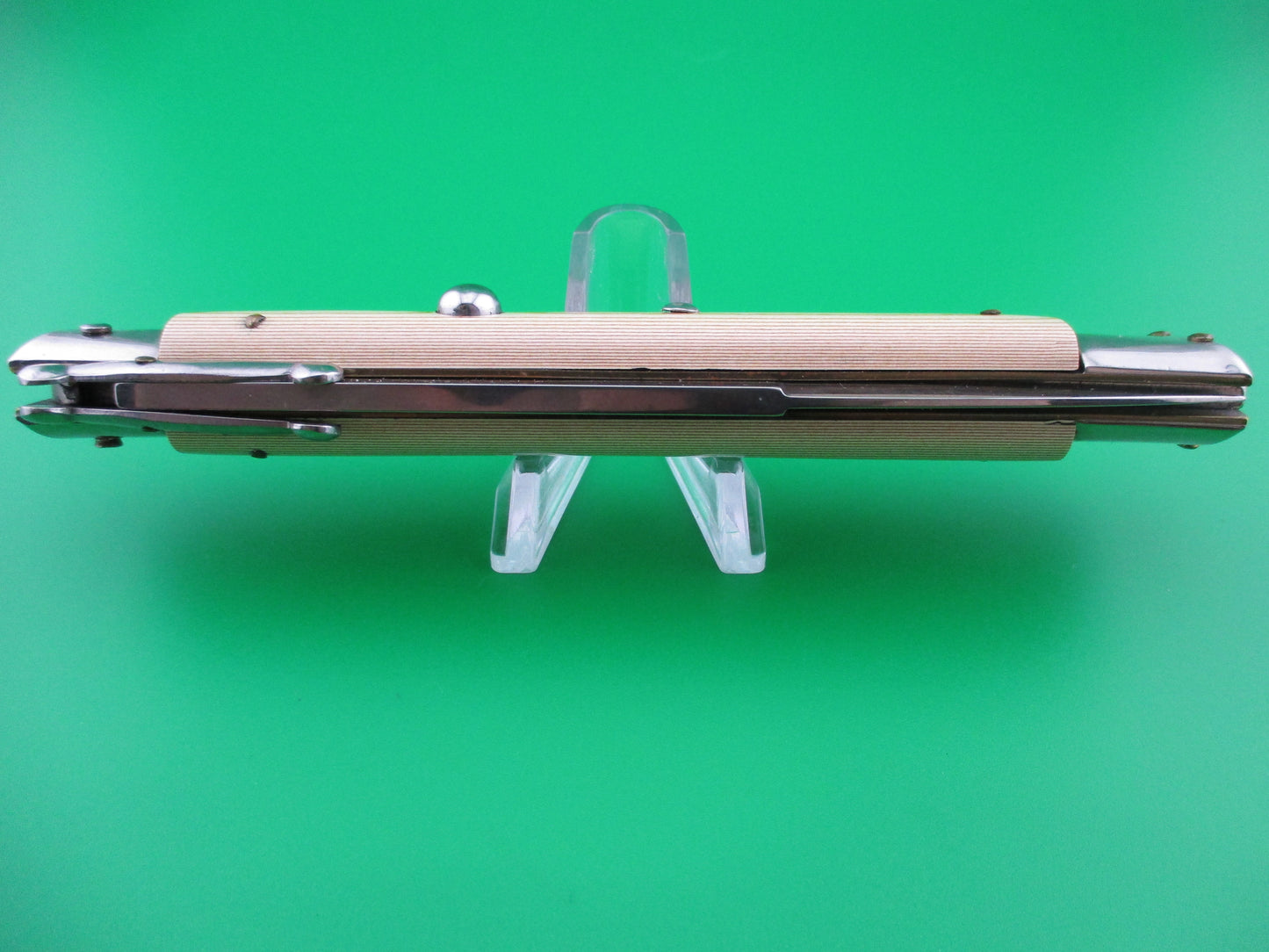 z Frank B Italian 11 inch Swing Guard Woodgrain Micarta switchblade knife