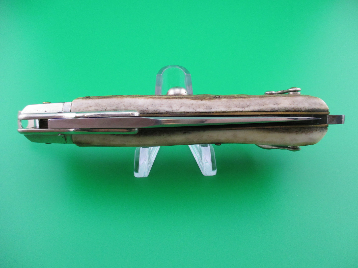 z INOX 23cm Italian Stag Fulcrum release Swing Guard Shell Puller switchblade