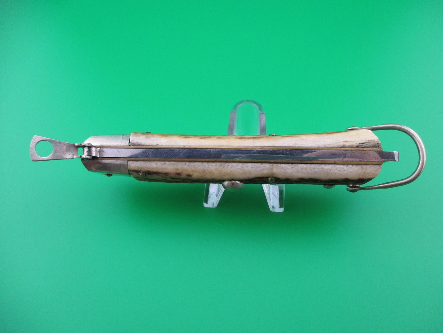 z INOX 23cm Italian Stag Fulcrum release Swing Guard Shell Puller switchblade