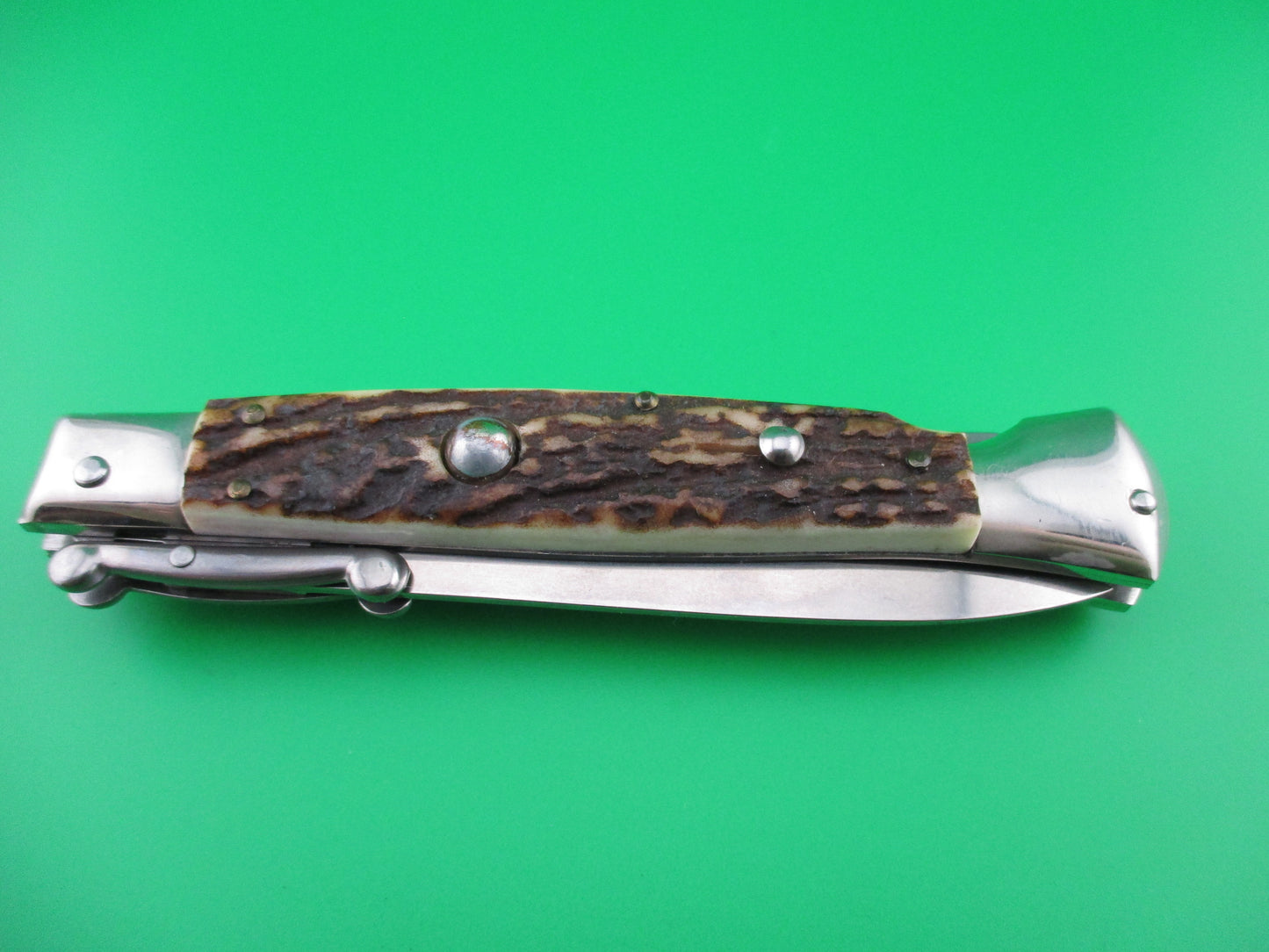 z AKC ITALY 23cm Dagger Grind Stag Swing Guard lockback automatic knife