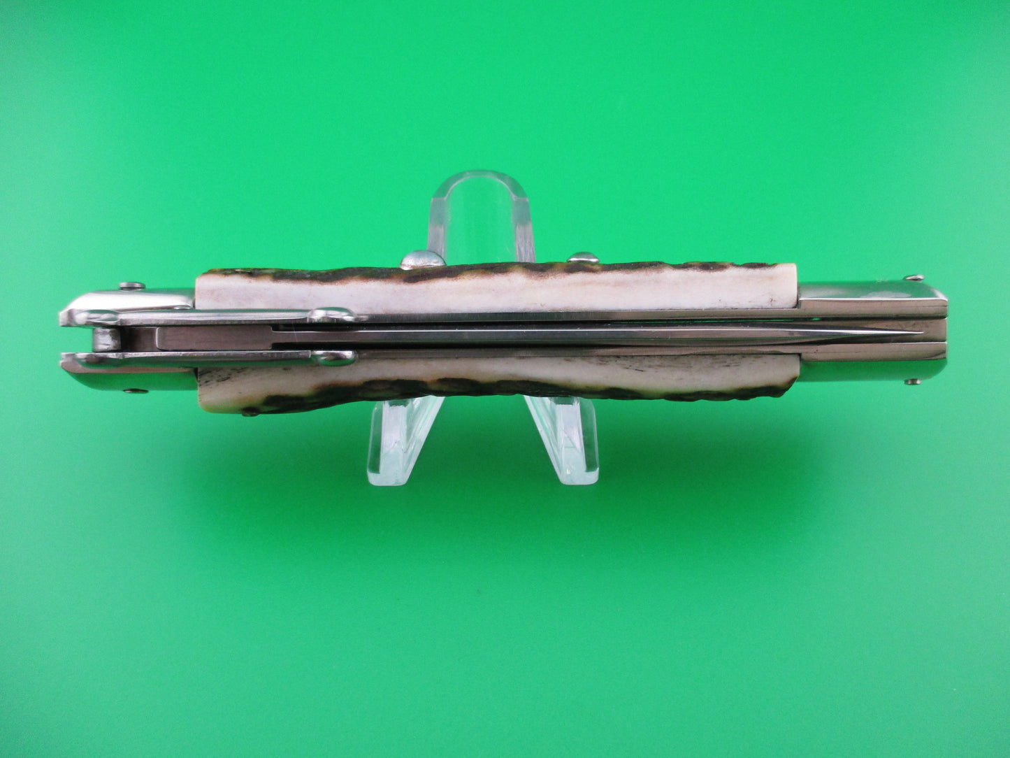z AKC ITALY 23cm Dagger Grind Stag Swing Guard lockback automatic knife