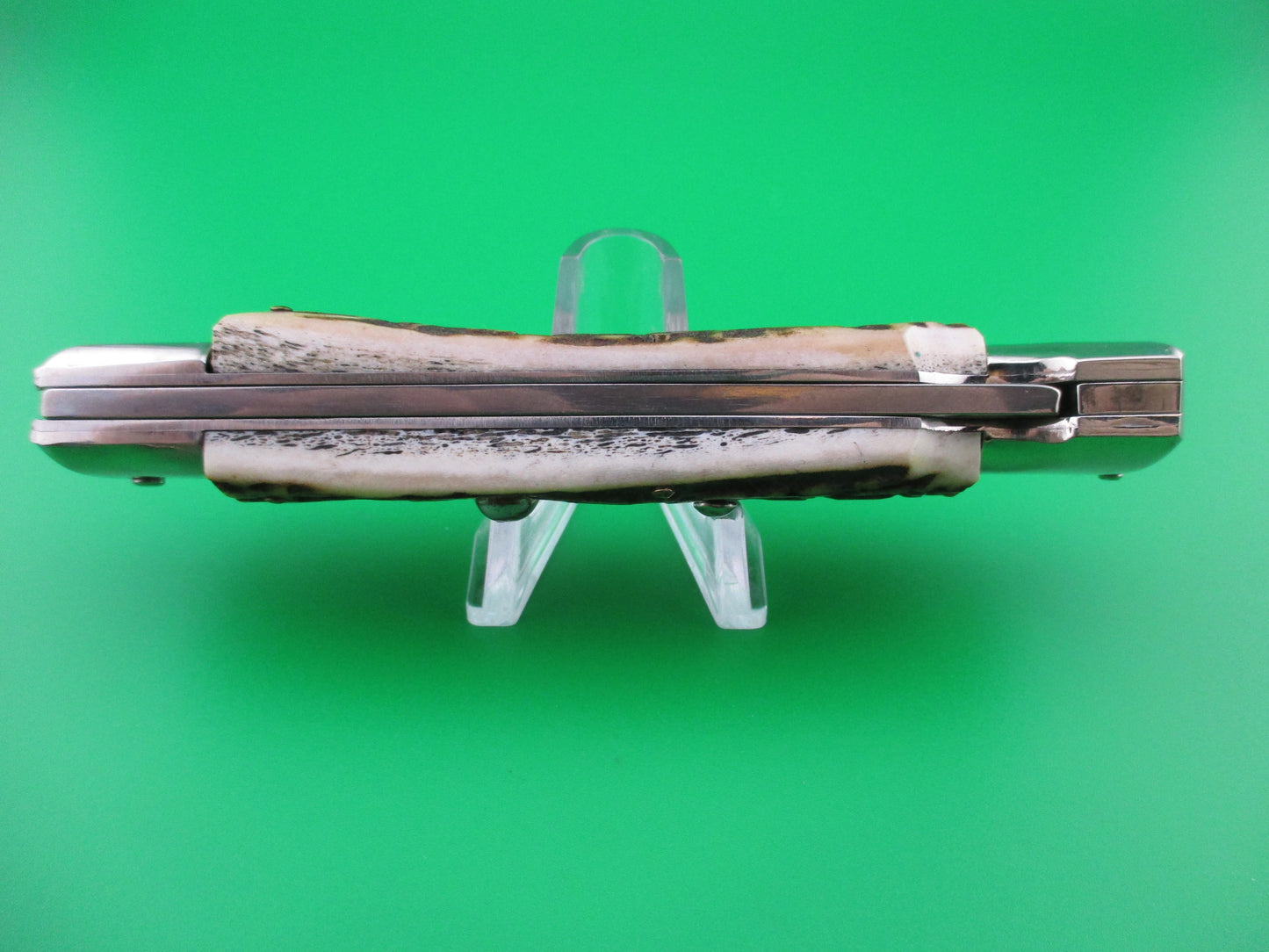 z AKC ITALY 23cm Dagger Grind Stag Swing Guard lockback automatic knife
