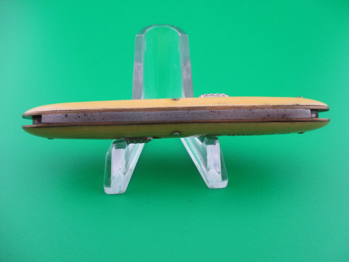 z Flylock Double UTICA KNIFE & RAZOR CO Ivory Celluloid switchblade knife