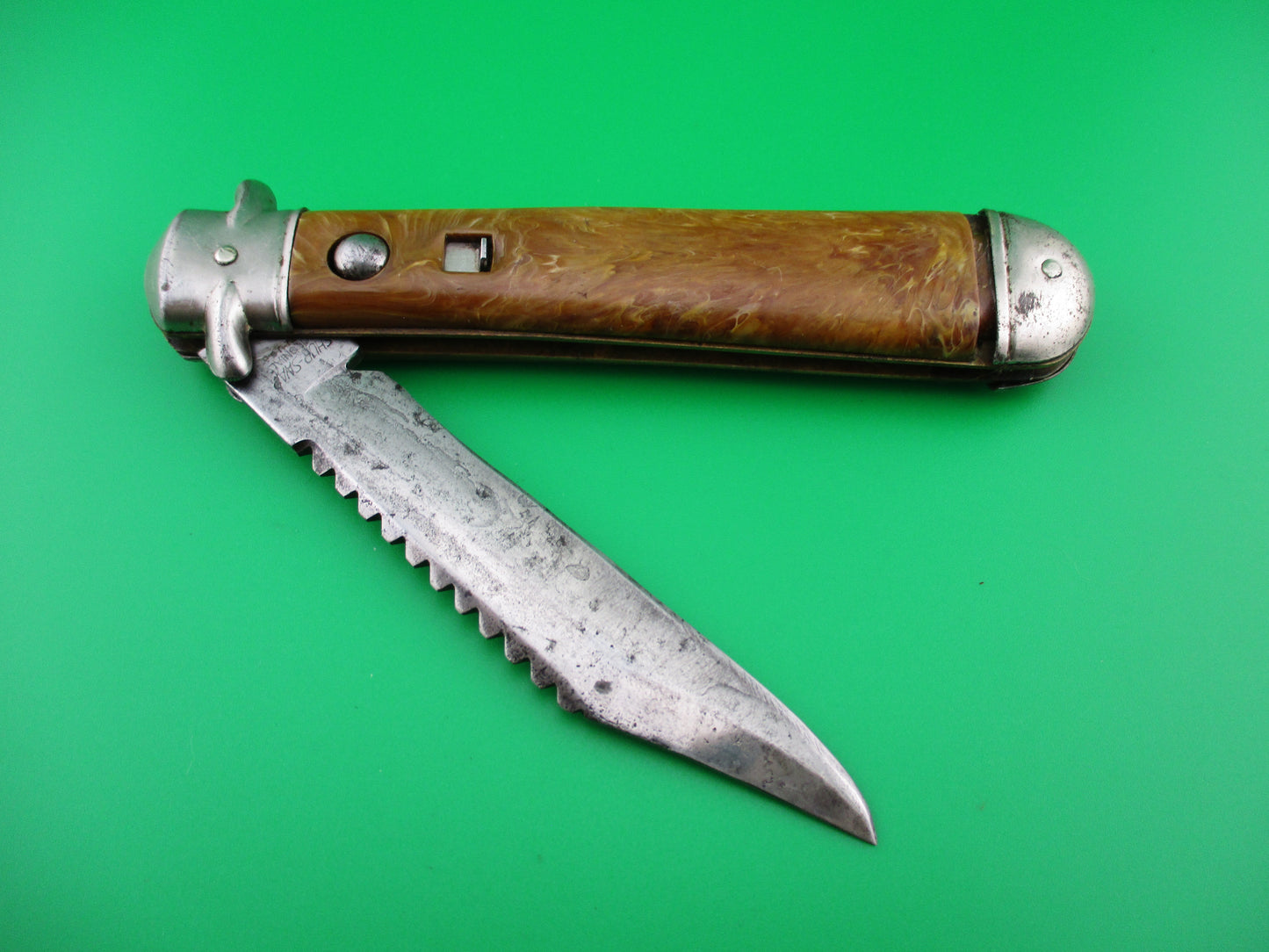 COLONIAL SHUR SNAP JUMBO JACK Rootbeer swirl switchblade knife