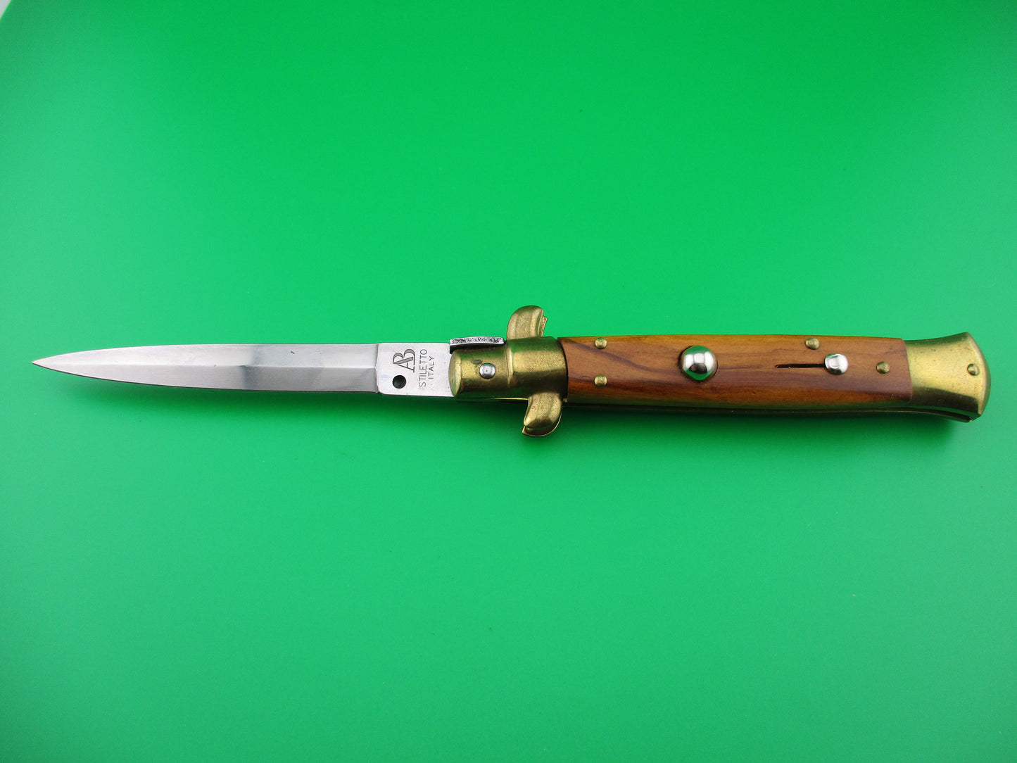 Z AB STILETTO ITALY 23cm Dagger grind Wood scales vintage switchblade knife