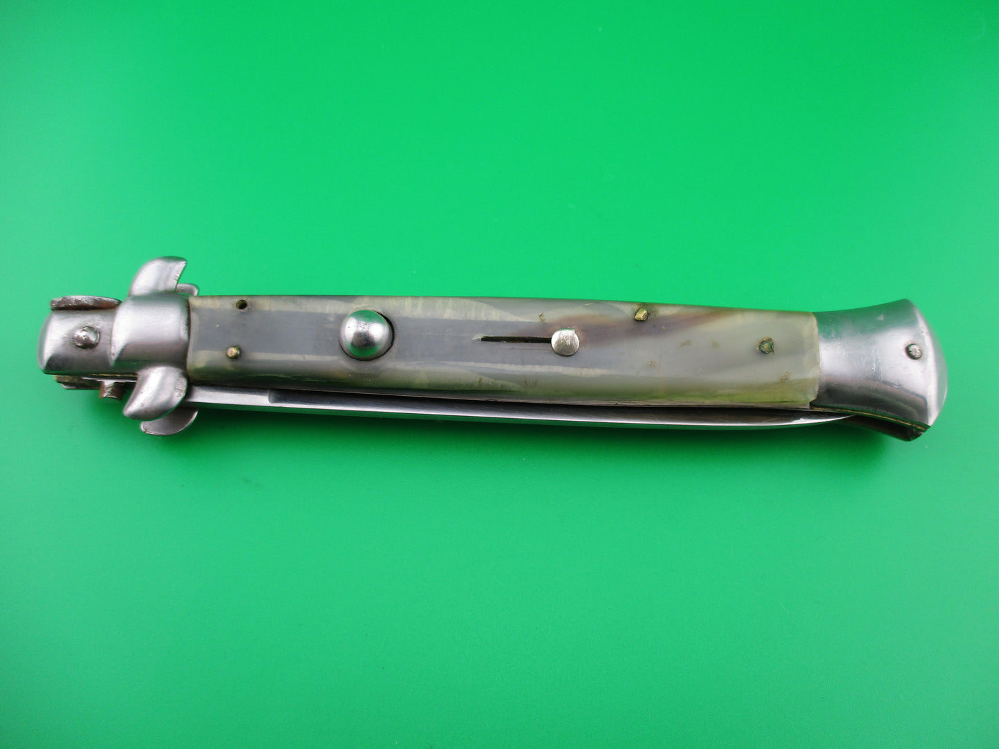 z ROSTFREI 28cm Italian Stiletto Light Green horn switchblade knife