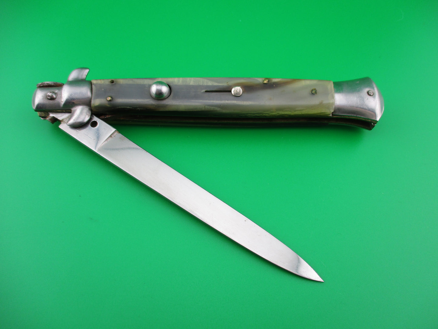 z ROSTFREI 28cm Italian Stiletto Light Green horn switchblade knife