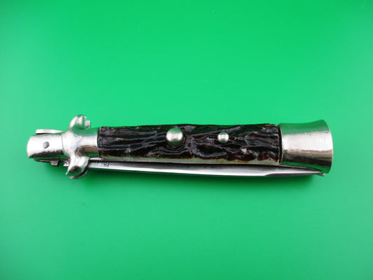 JB INOX PAT 220374 Spanish Faux Stag Stiletto Switchblade knife No pins