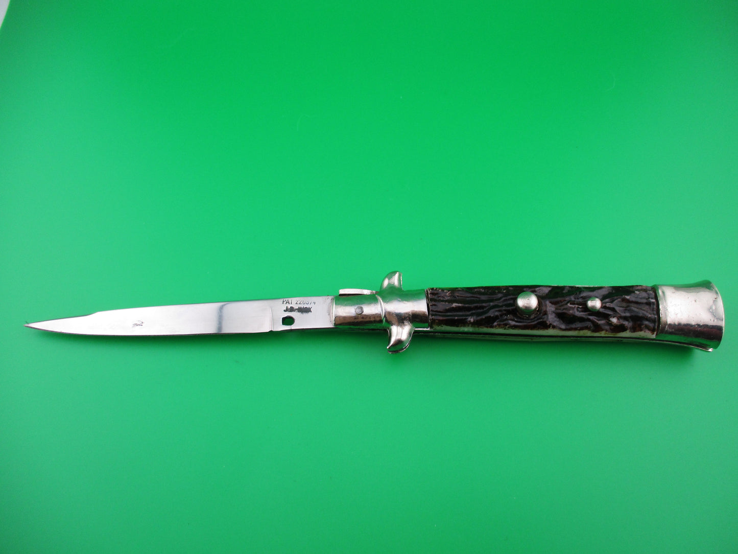JB INOX PAT 220374 Spanish Faux Stag Stiletto Switchblade knife No pins