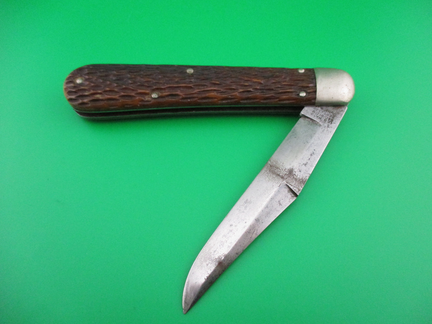 z SCHRADE CUT CO 1613 3/4 Hunting Knife Saber Grind bone vintage switchblade