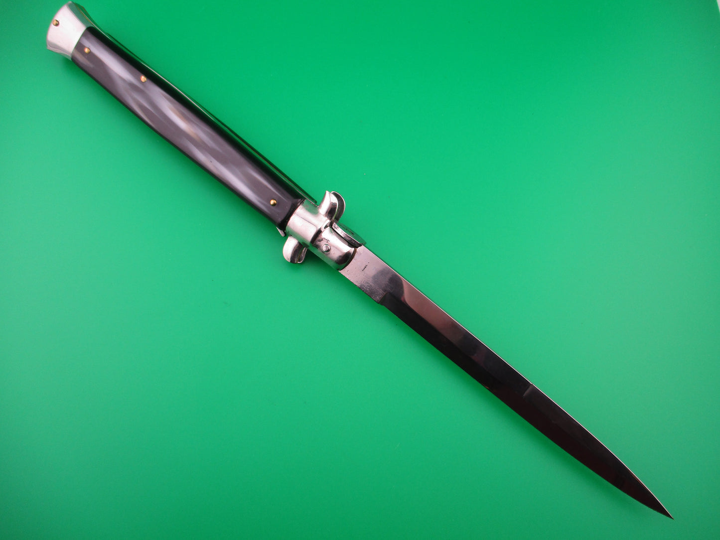 MADE IN ITALY 33cm Italian Swivel Bolster Stiletto Black streaked switchblade