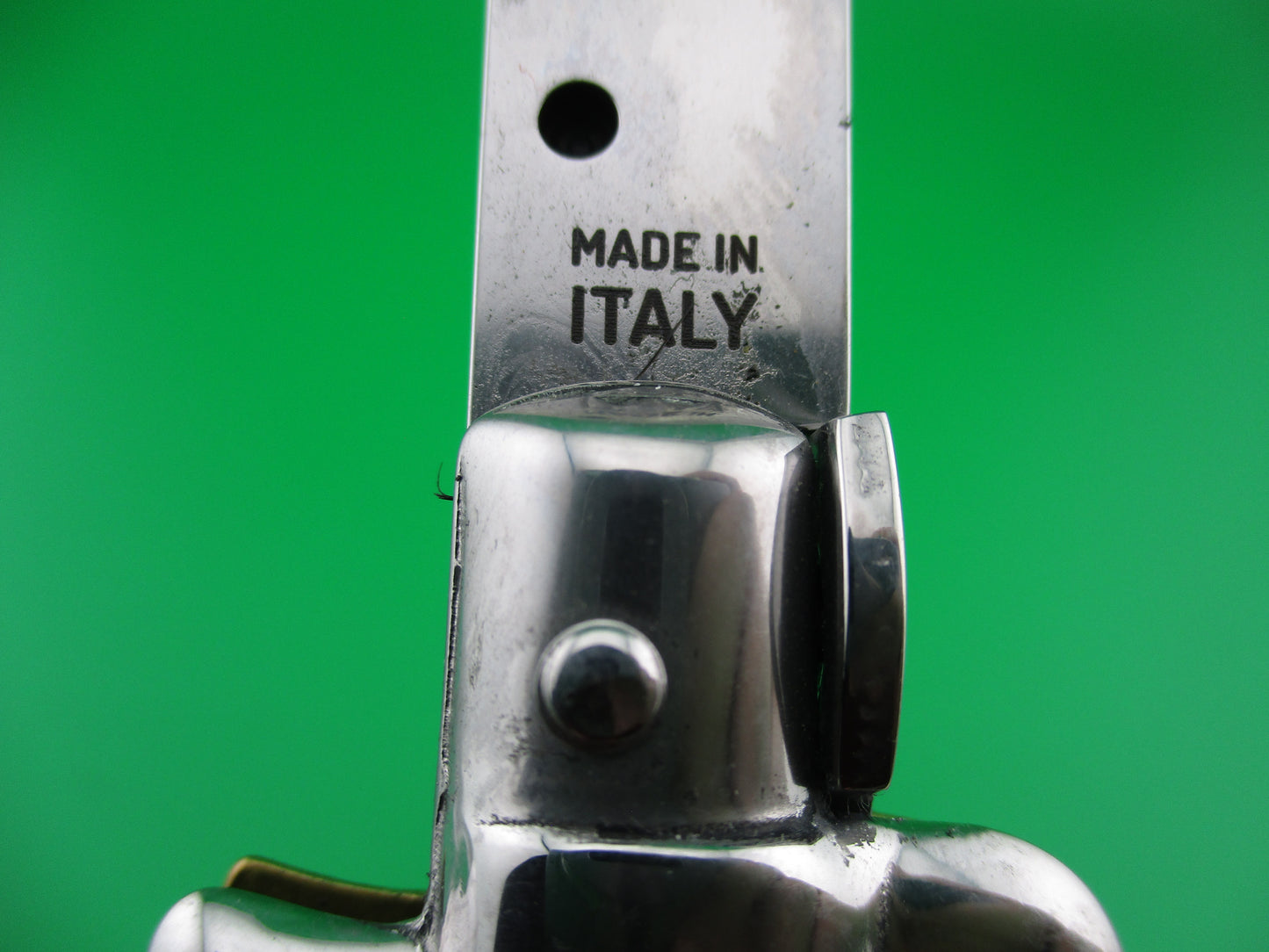 MADE IN ITALY 33cm Italian Swivel Bolster Stiletto Black streaked switchblade