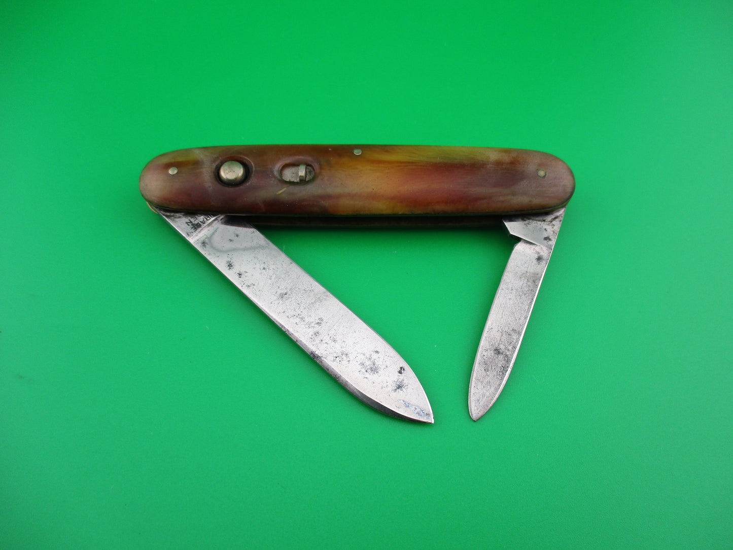 SCHRADE WALDEN Large double Horn celluloid switchblade Book knife
