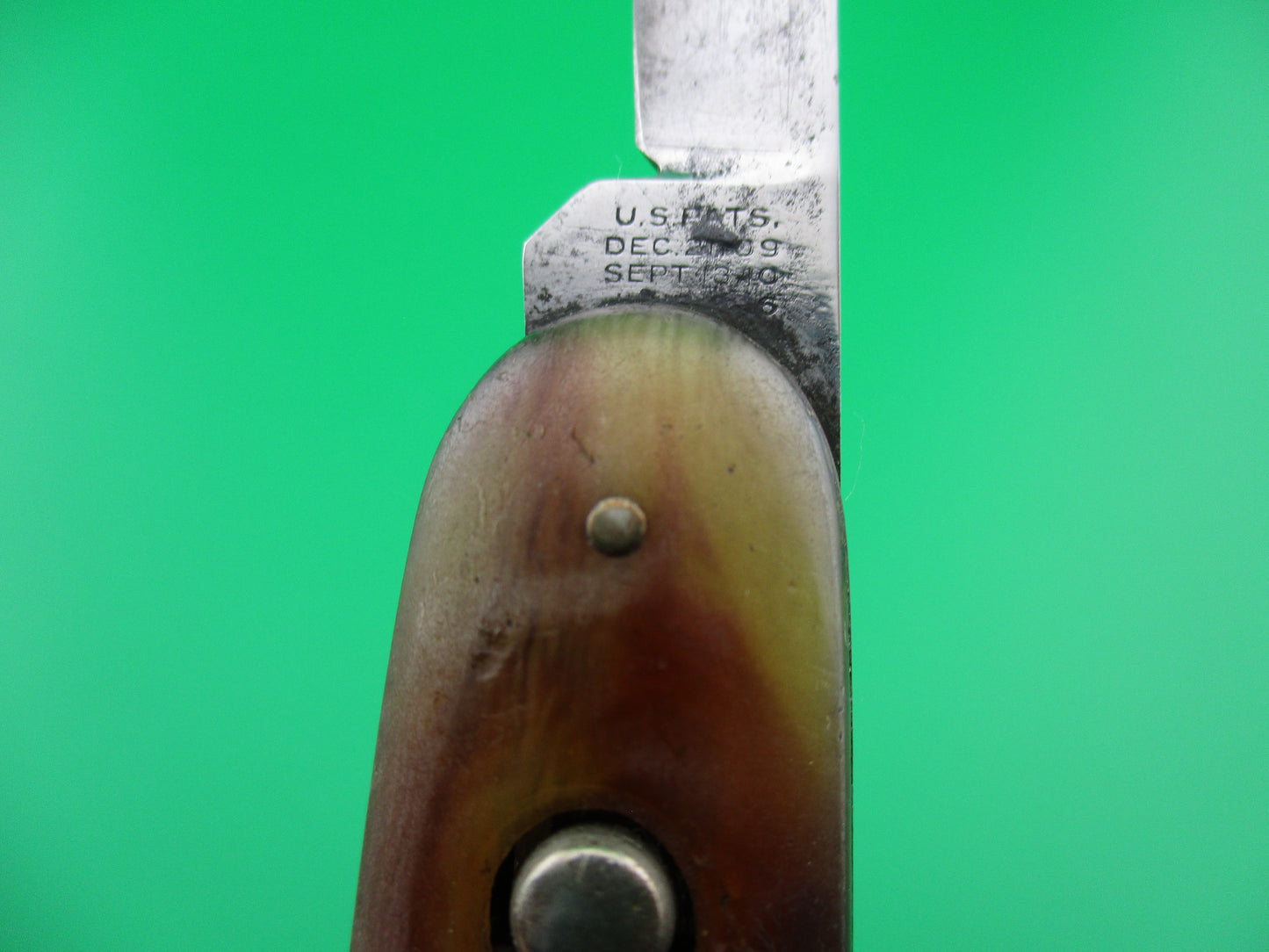 SCHRADE WALDEN Large double Horn celluloid switchblade Book knife