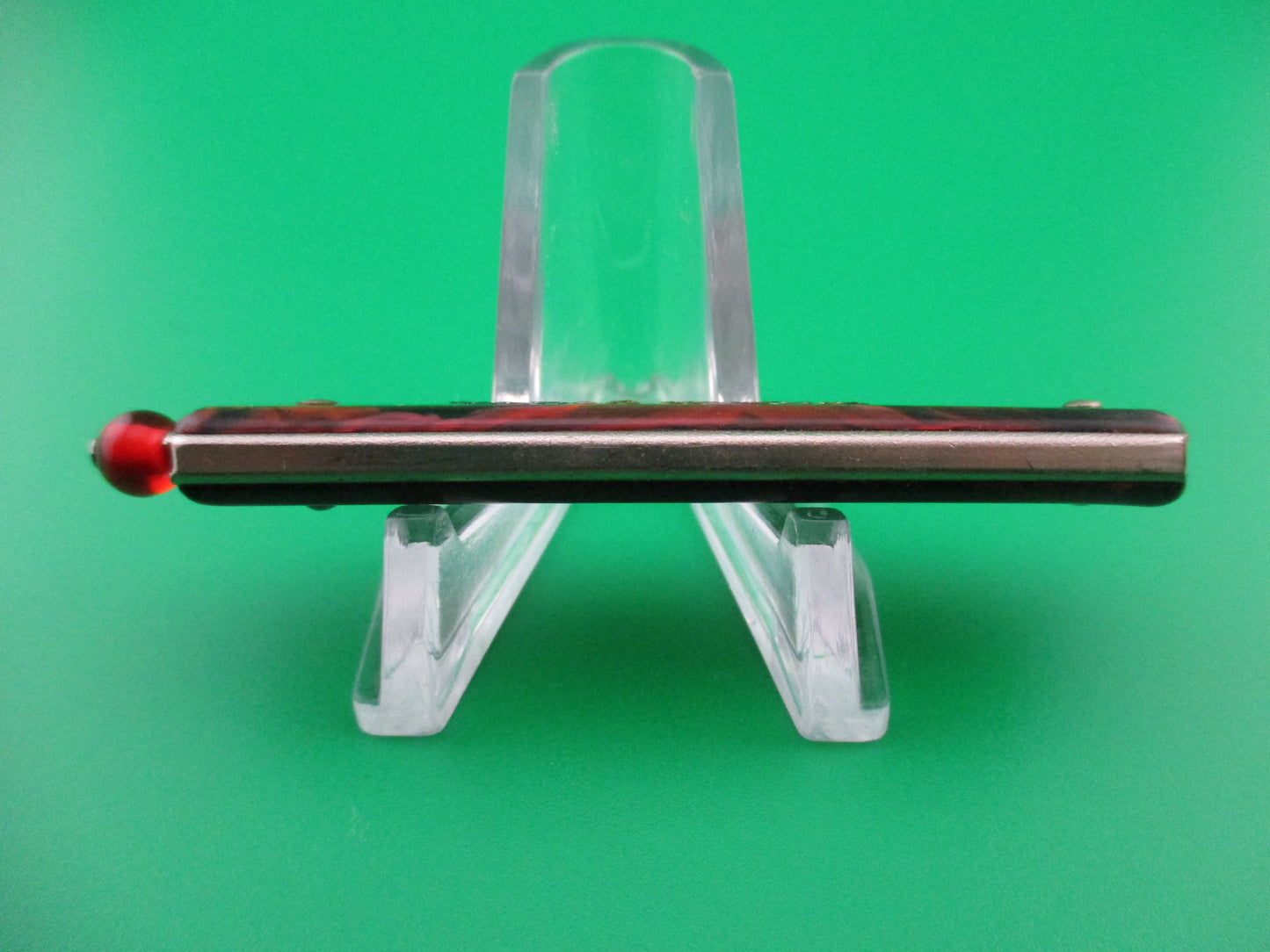 GEORGE SCHRADE KNIFE CO Pullball Red swirl switchblade knife w/sheath