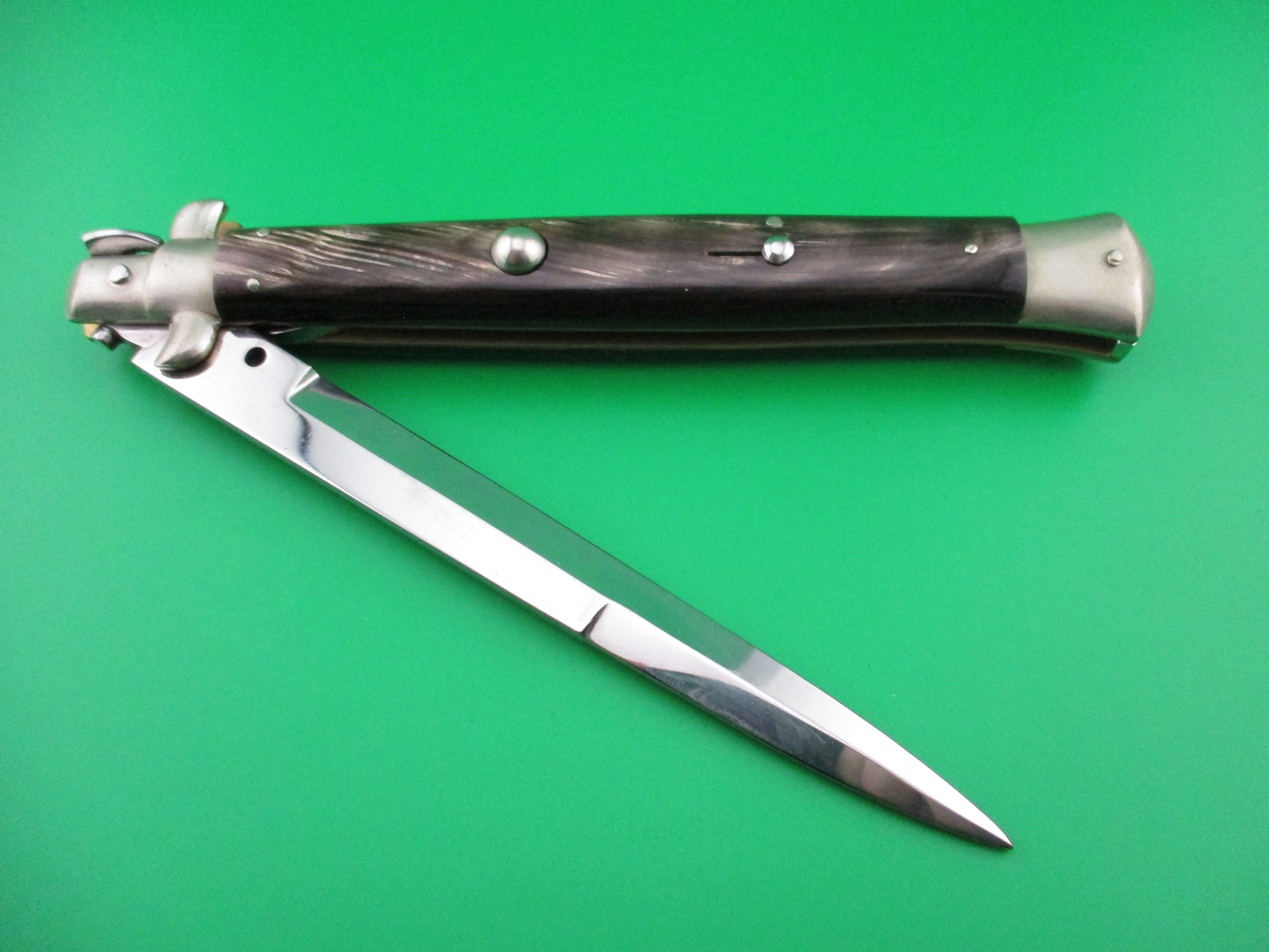 z AGA CAMPOLIN 33cm Picklock Stiletto Brown streaked horn NOS automatic knife