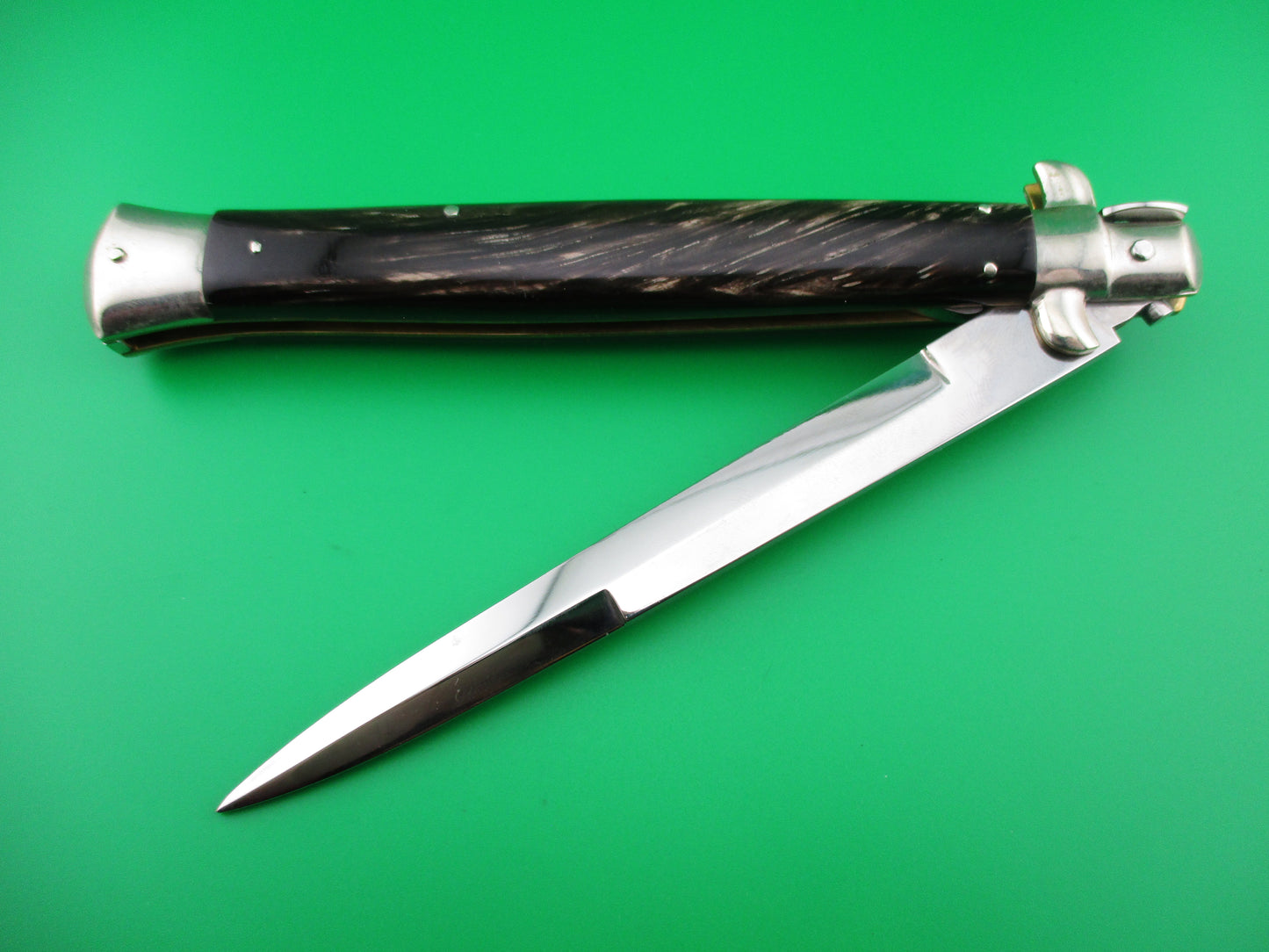 z AGA CAMPOLIN 33cm Picklock Stiletto Brown streaked horn NOS automatic knife