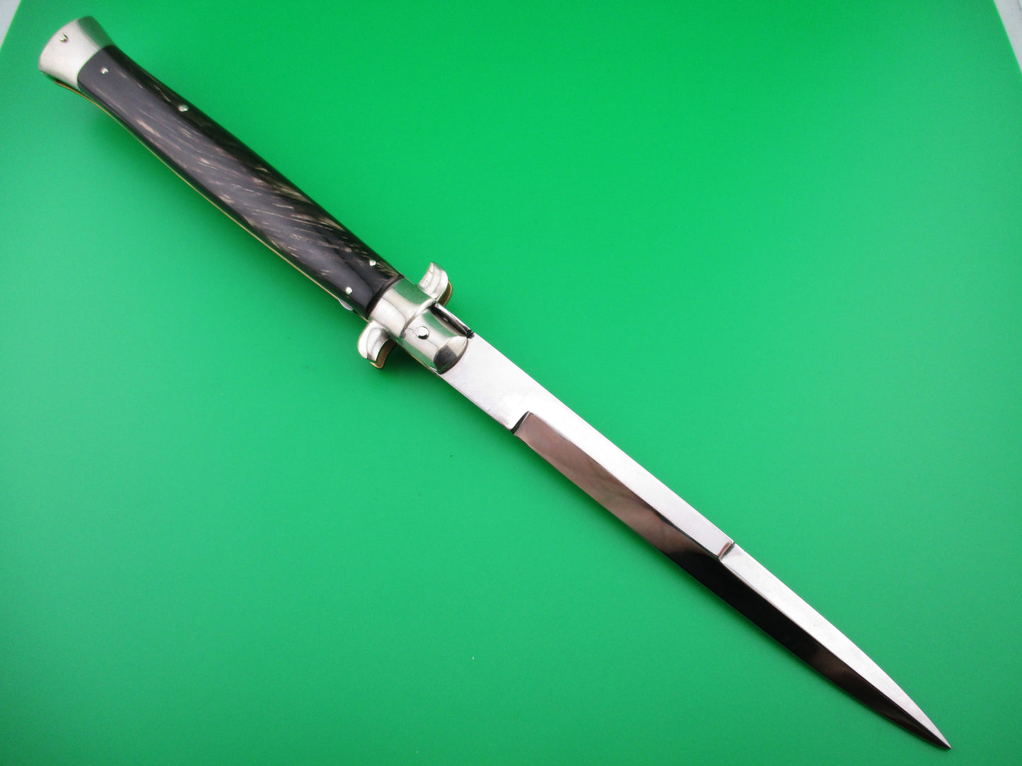 z AGA CAMPOLIN 33cm Picklock Stiletto Brown streaked horn NOS automatic knife