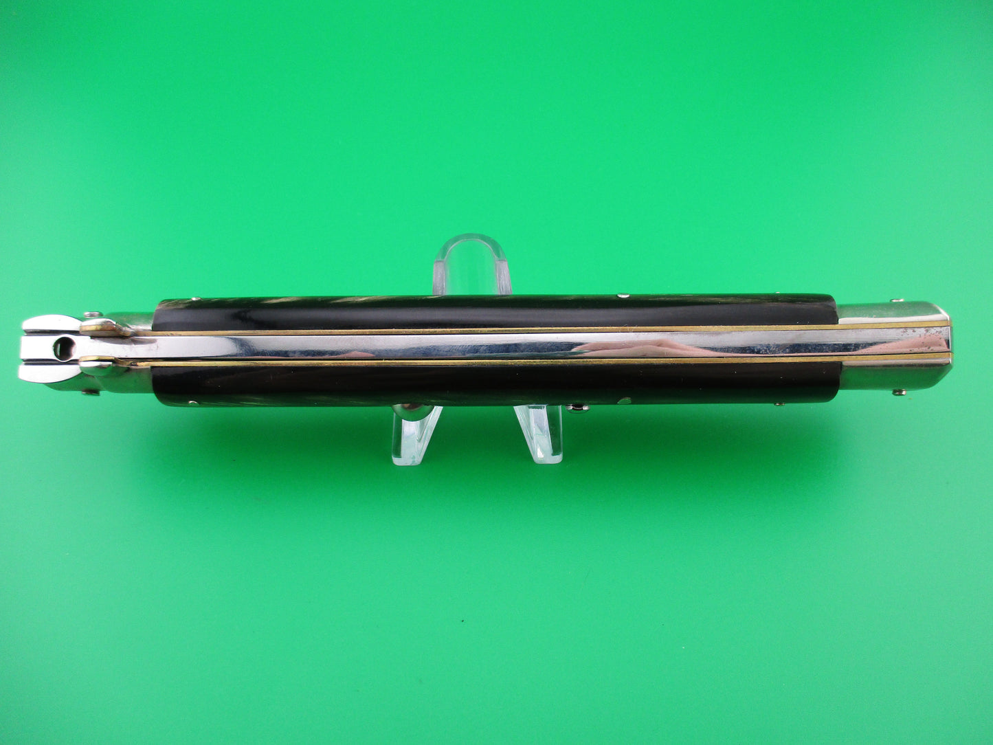 z AGA CAMPOLIN 33cm Picklock Stiletto Brown streaked horn NOS automatic knife