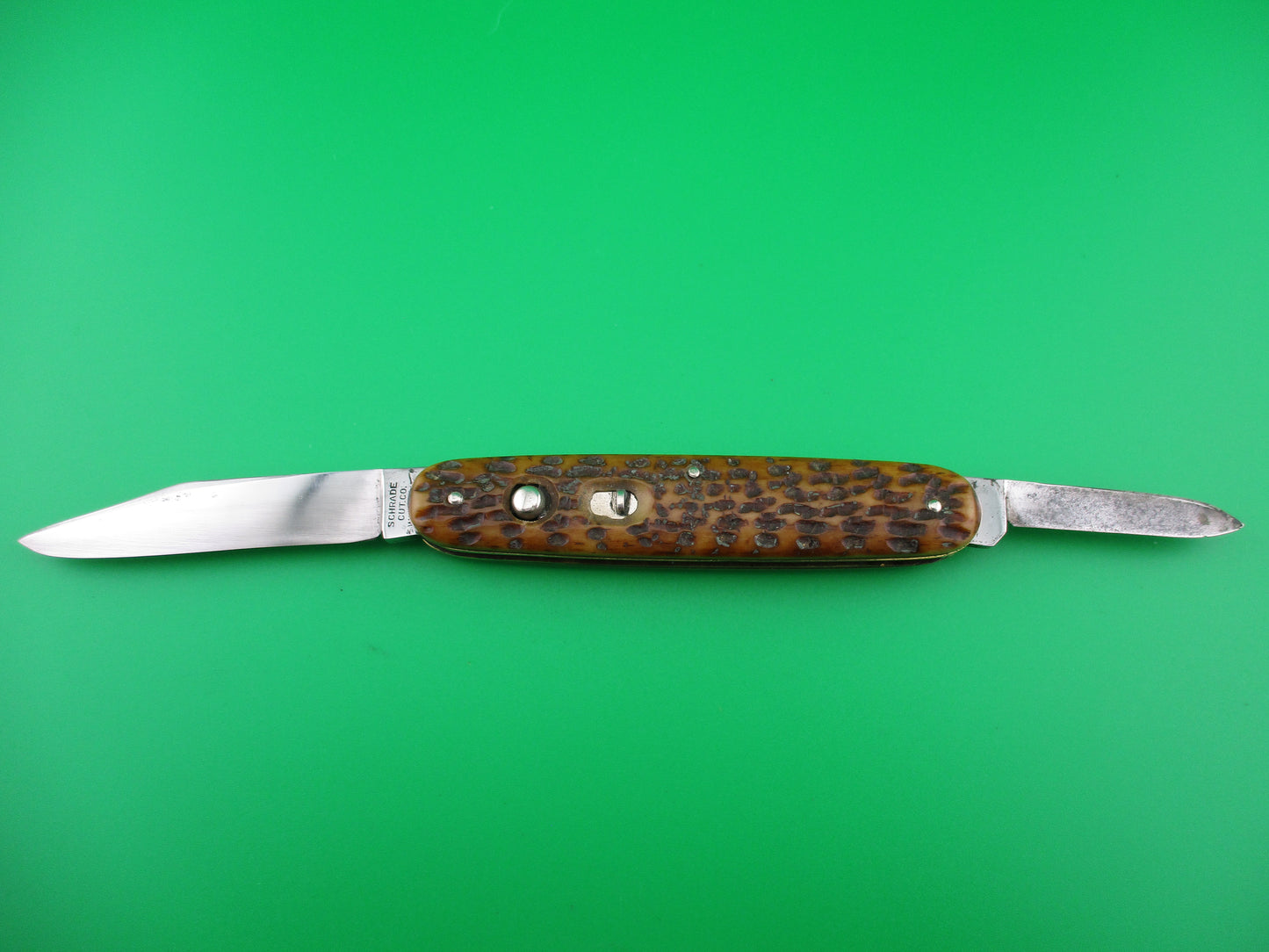 z Schrade Cut Co Large Double Picked bone Clip/pen automatic knife