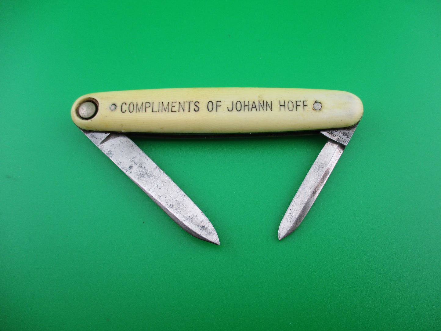 z Press Button Knife Co double Ivory Cell Johann Hoff antique switchblade knife