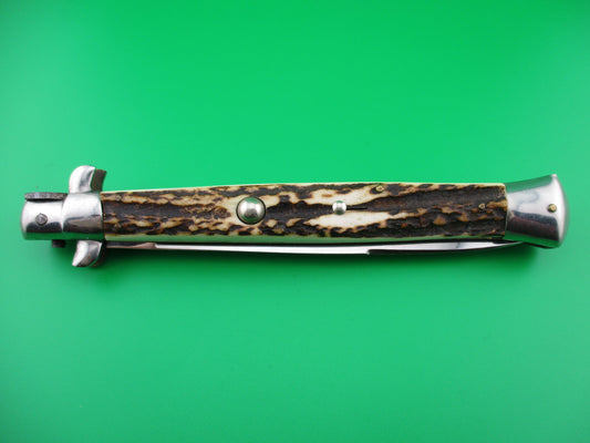 z Rostfrei 8 Italian 33cm Stag Transitional Stiletto Switchblade knife 5mm backspring