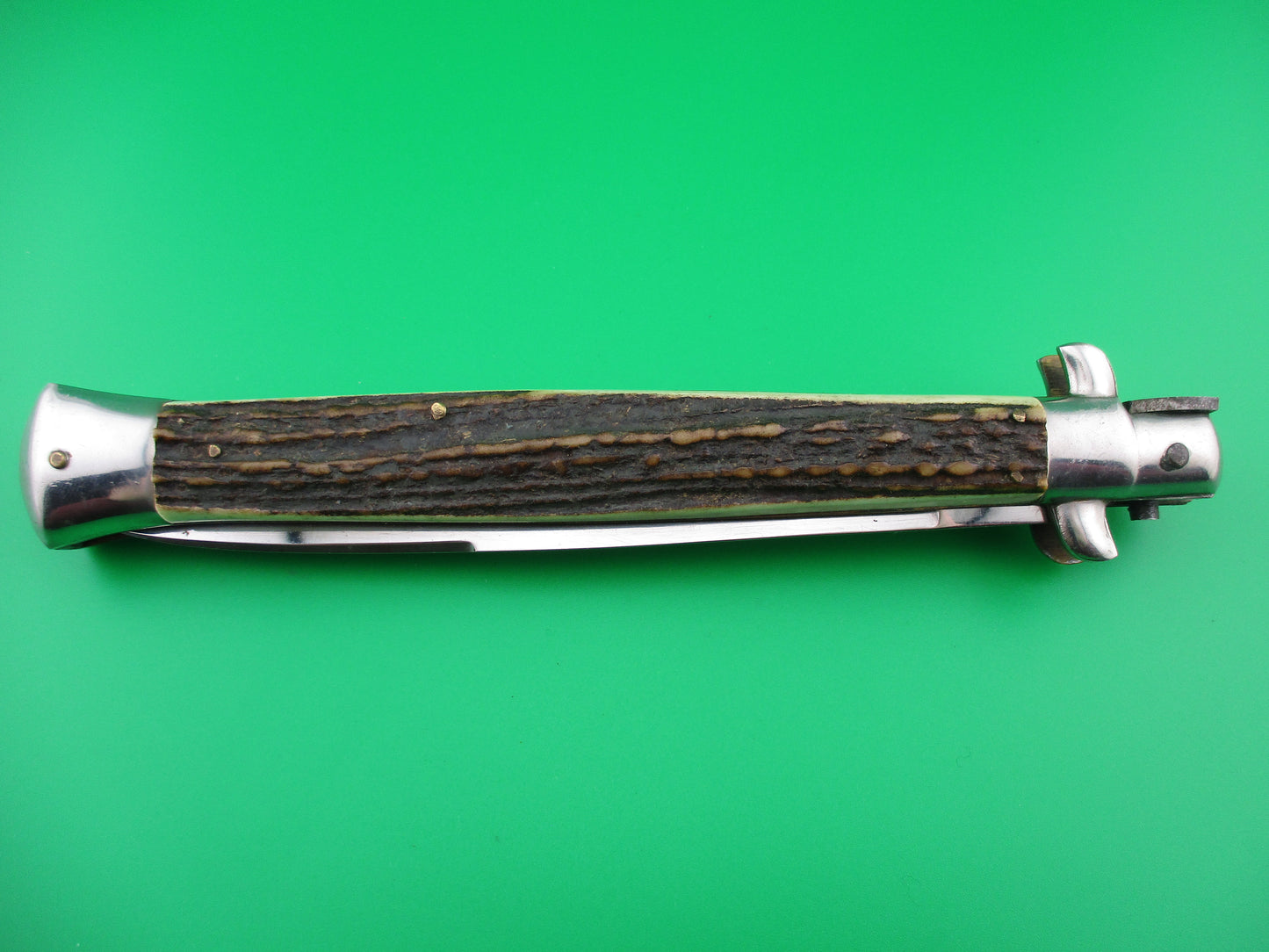 z Rostfrei 8 Italian 33cm Stag Transitional Stiletto Switchblade knife 5mm backspring