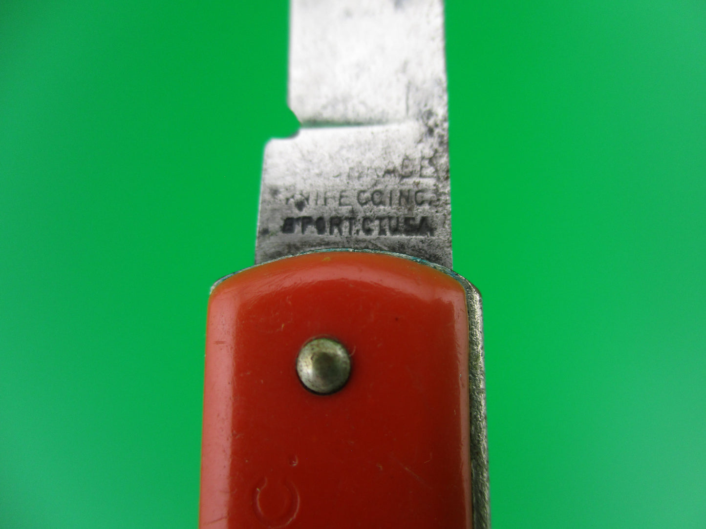 SCHRADE Pullball Red w red die pull advertising switchblade knife