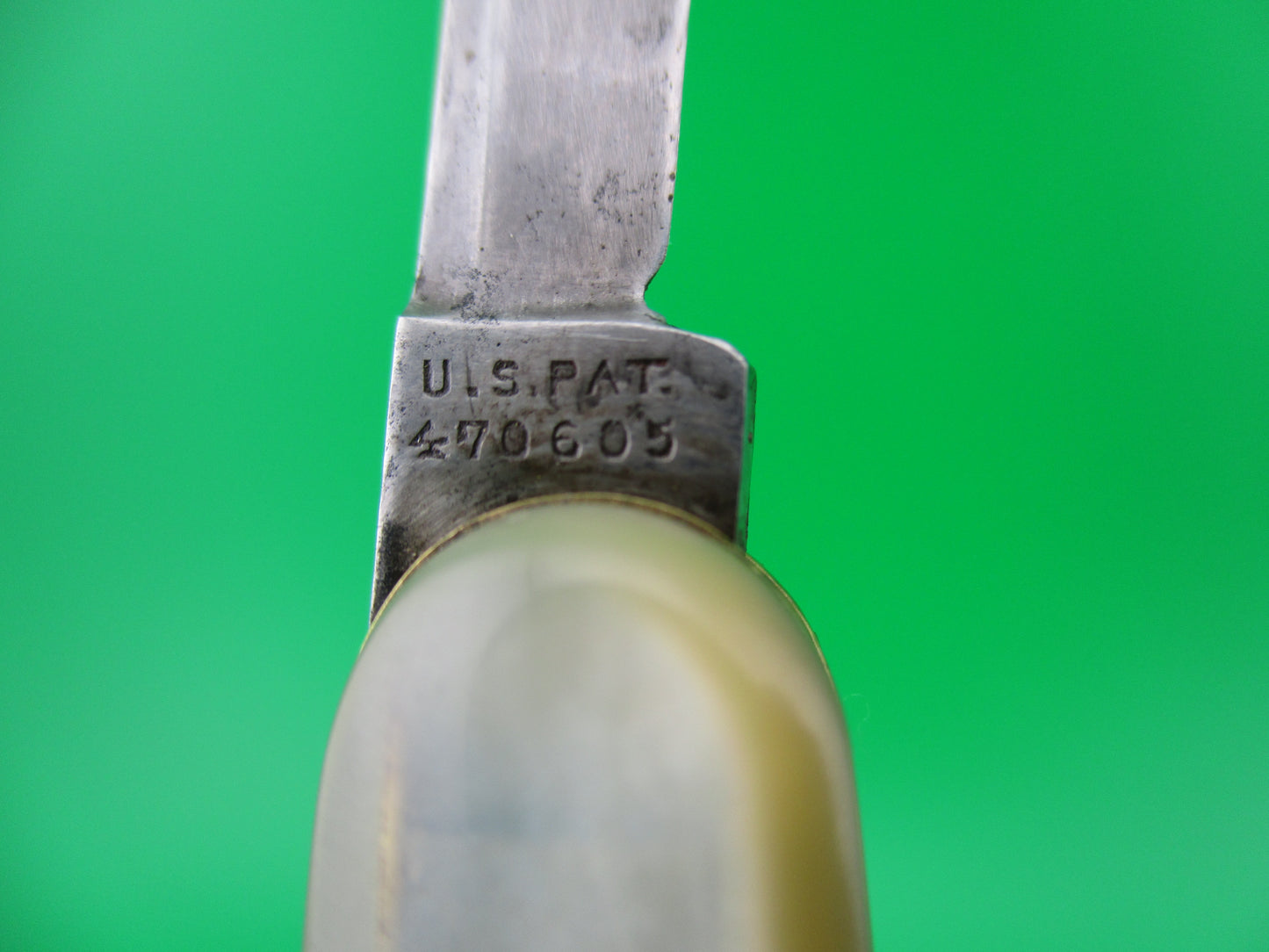 Press Button Knife Co medium double MOP switchblade knife