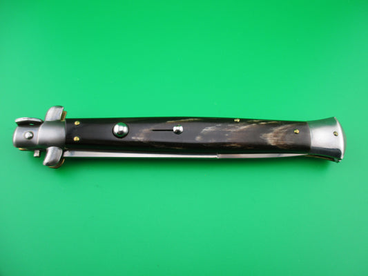 z INOX ITALY STAINLESS 33cm Italian Stiletto Brown horn automatic knife
