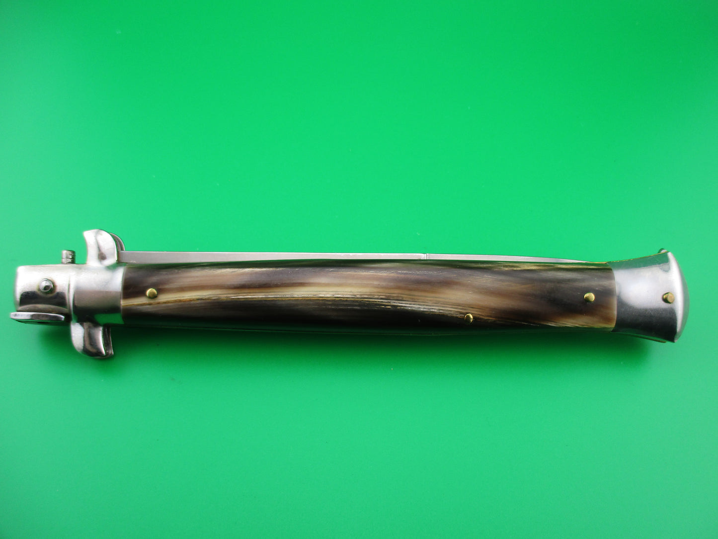 z INOX ITALY STAINLESS 33cm Italian Stiletto Brown horn automatic knife