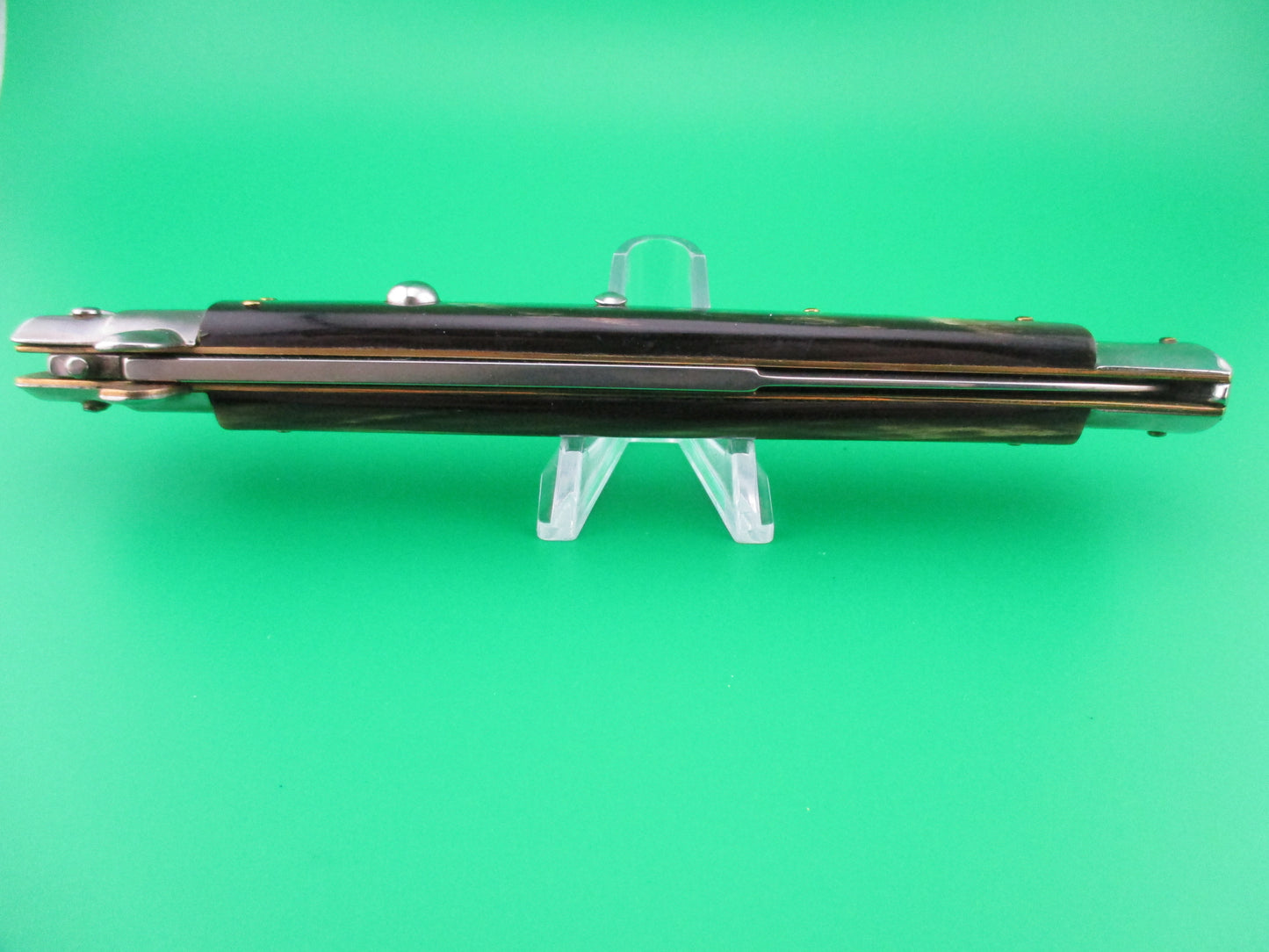 z INOX ITALY STAINLESS 33cm Italian Stiletto Brown horn automatic knife