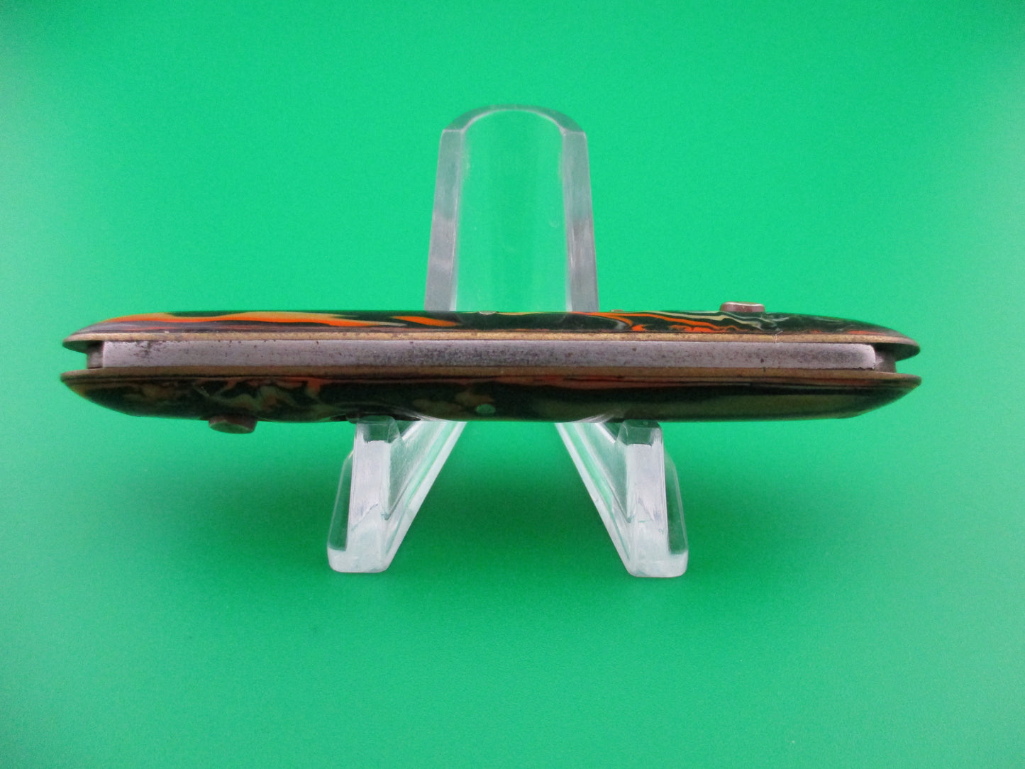 z PRESTO Double Halloween Orange Black & Cream celluloid switchblade