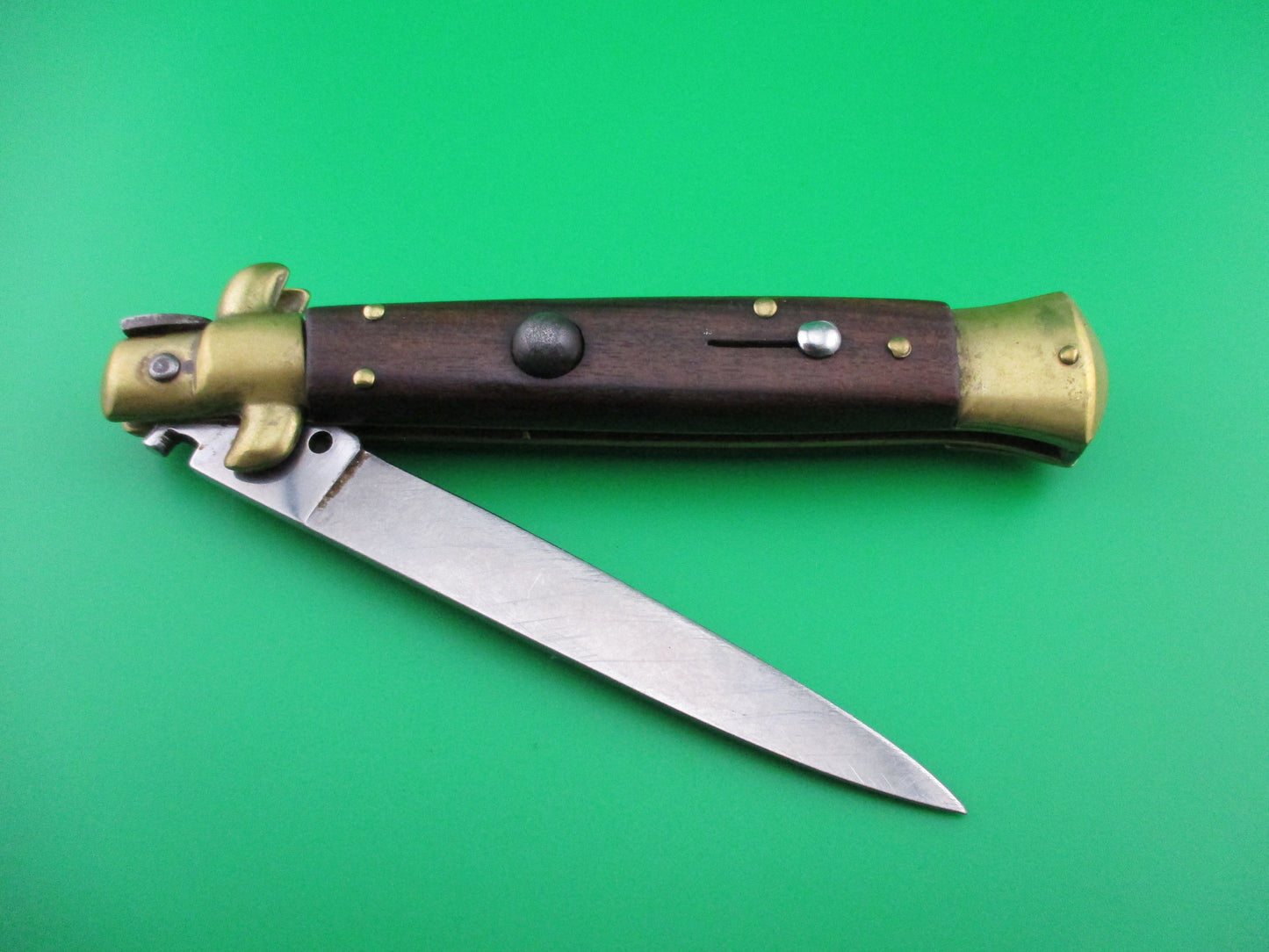 z INOX 22cm Italian Stiletto Wood & Brass automatic knife
