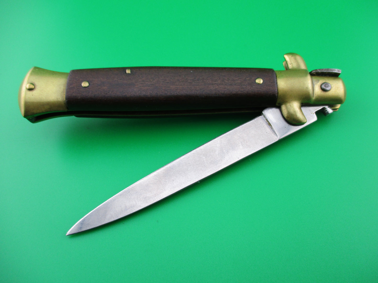 z INOX 22cm Italian Stiletto Wood & Brass automatic knife