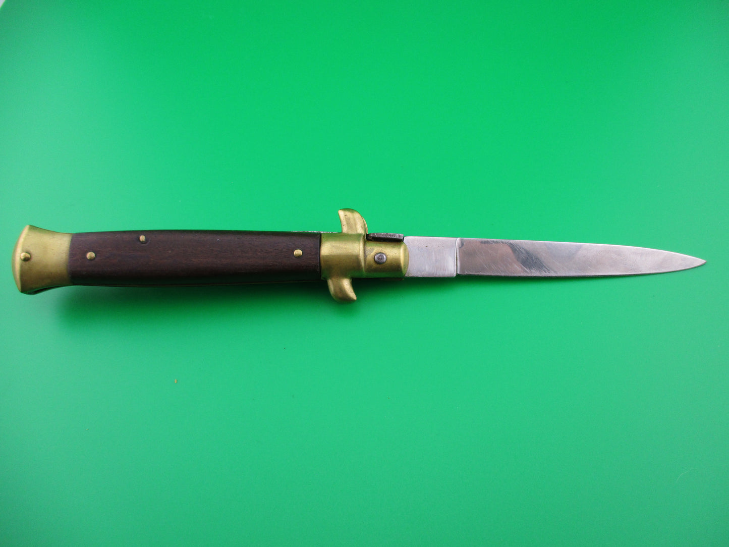 z INOX 22cm Italian Stiletto Wood & Brass automatic knife