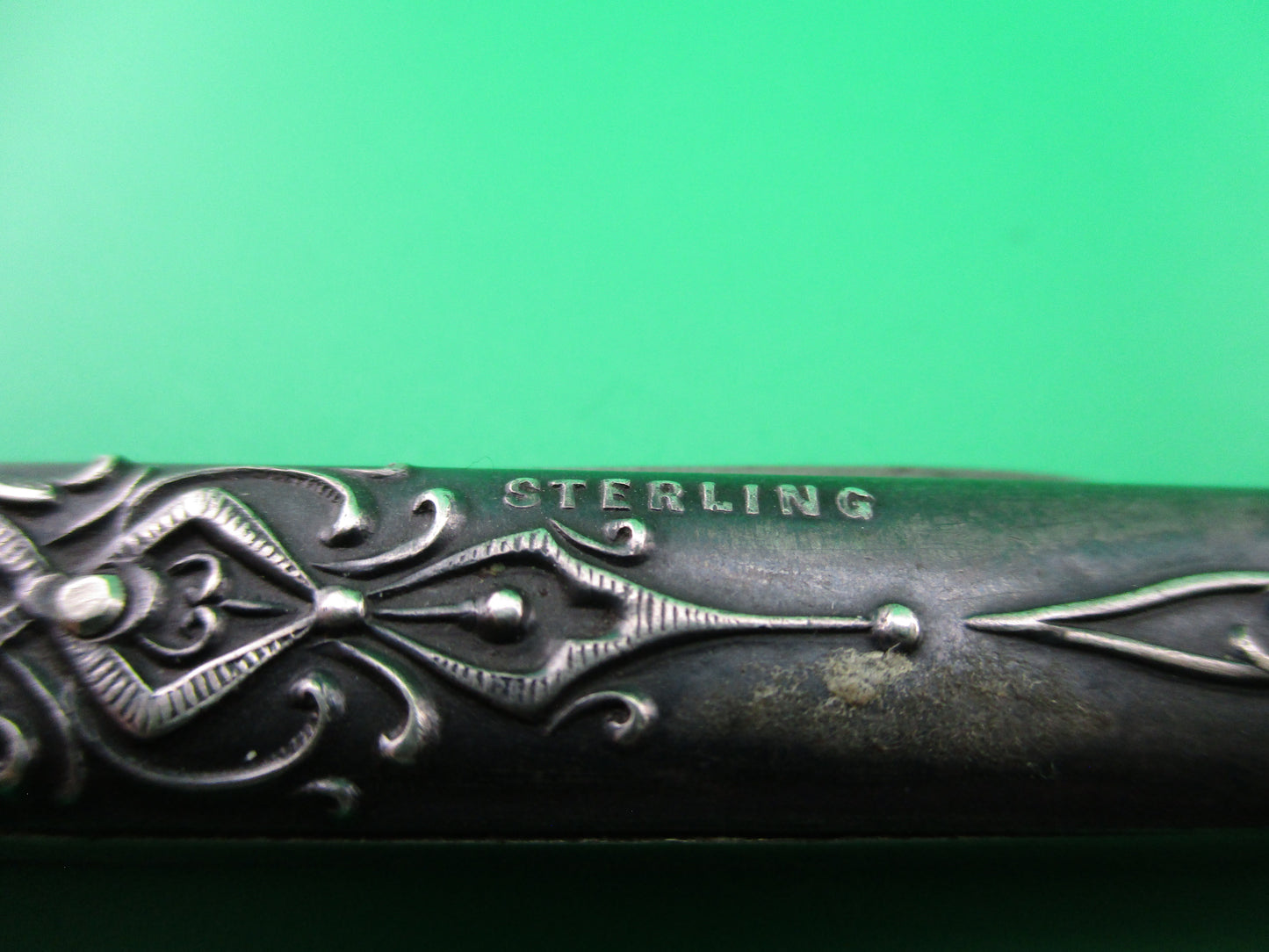 z PRESS BUTTON KNIFE CO small double Sterling Gothic antique switchblade knife