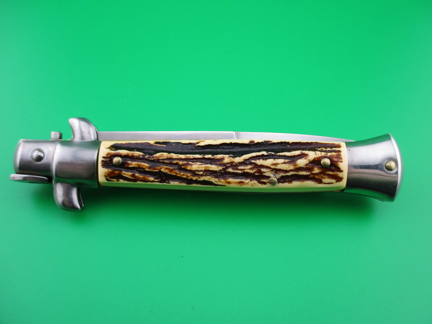 ITALY STAINLESS 23cm Italian Faux Stag stiletto automatic knife