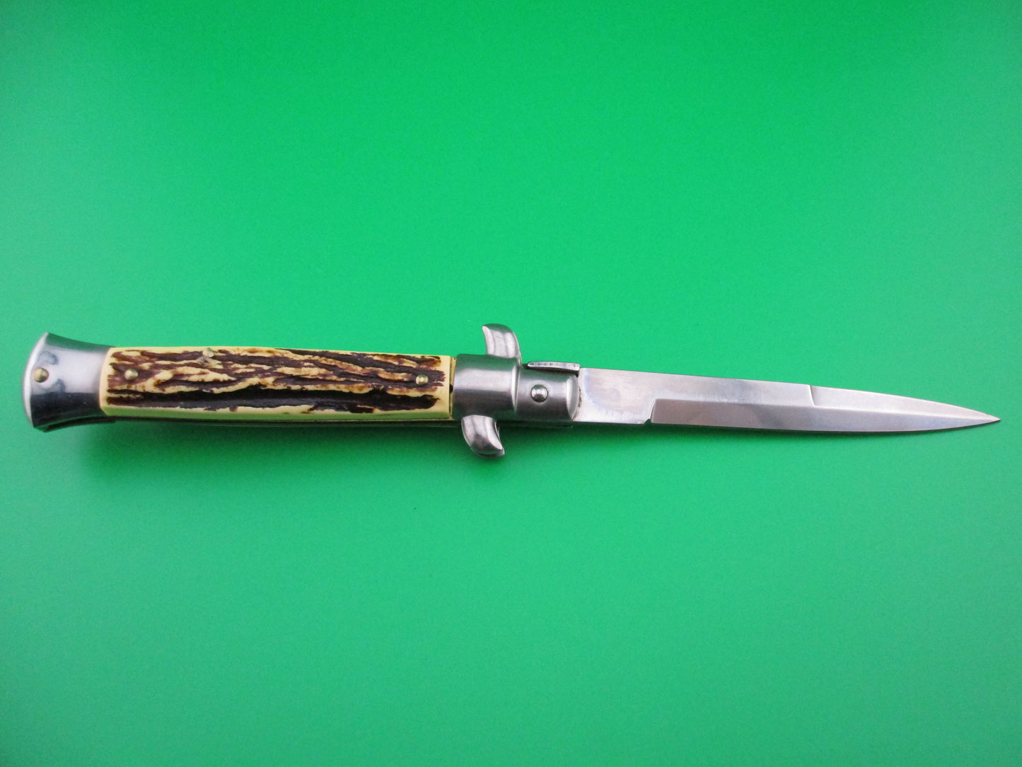 ITALY STAINLESS 23cm Italian Faux Stag stiletto automatic knife