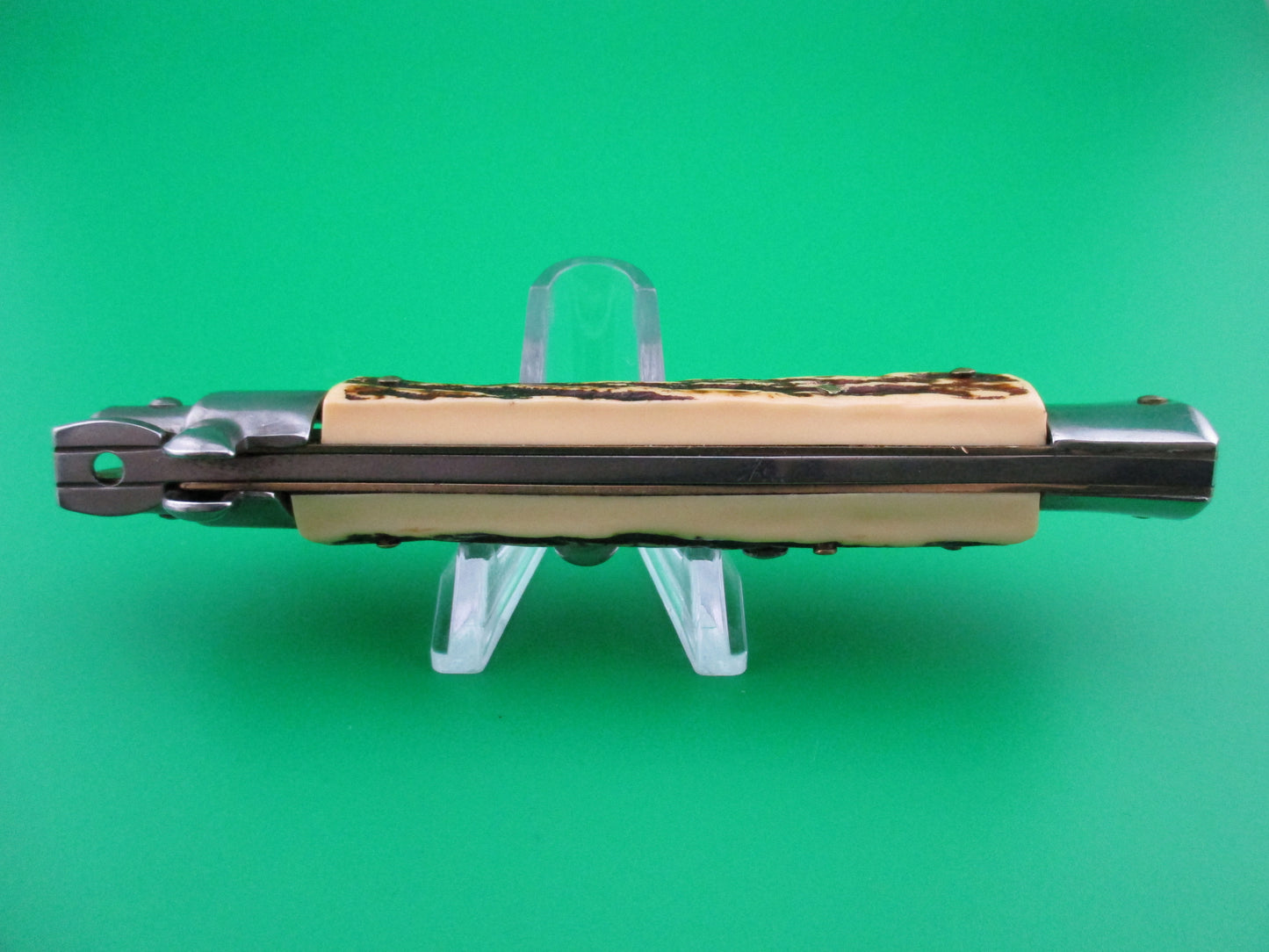 ITALY STAINLESS 23cm Italian Faux Stag stiletto automatic knife