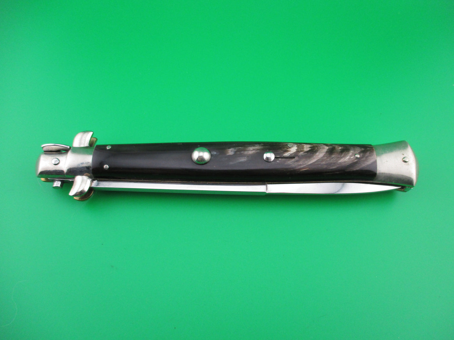 z AGA CAMPOLIN 33cm Picklock Stiletto Brown streaked horn NOS automatic knife