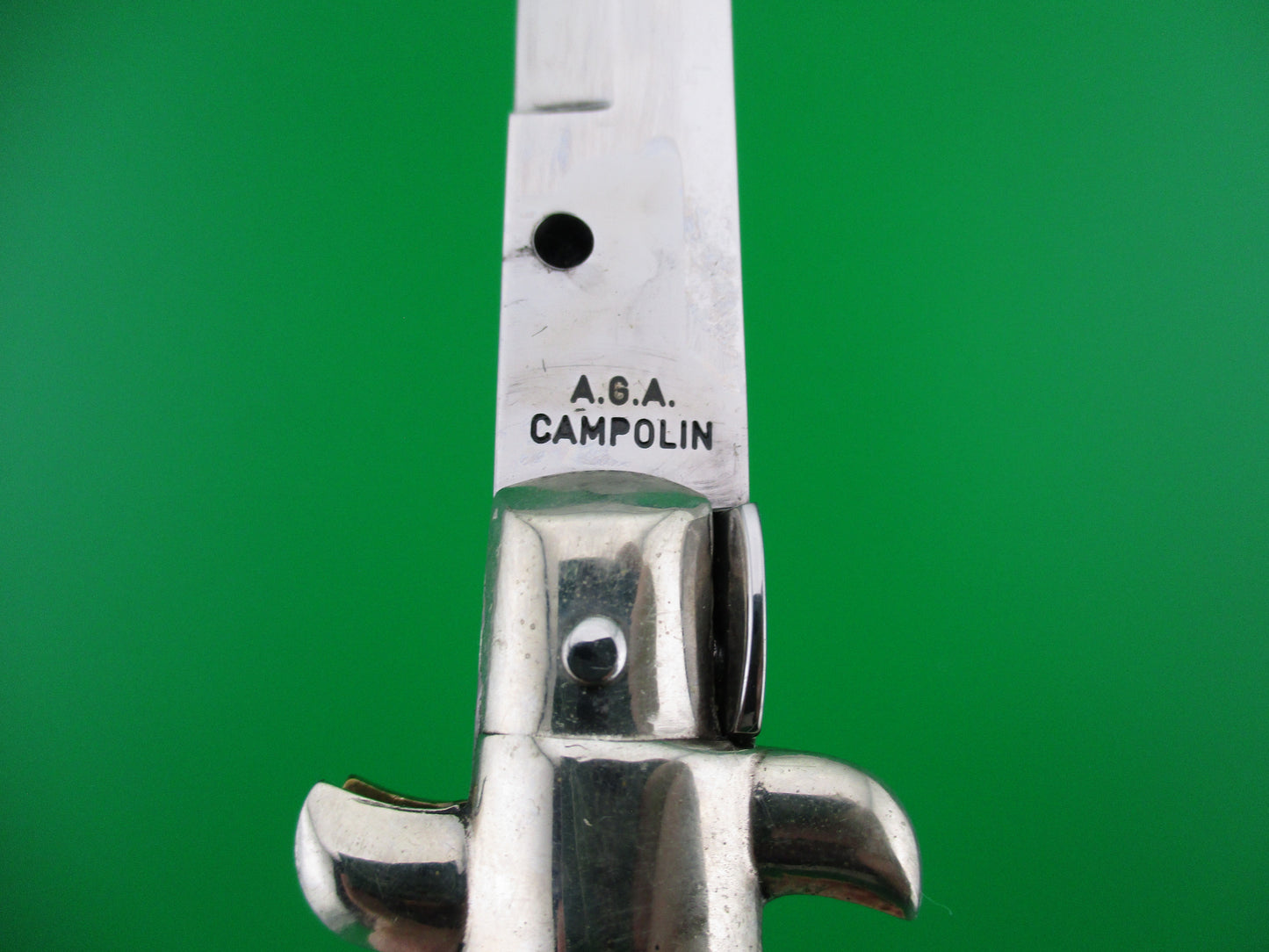 z AGA CAMPOLIN 33cm Picklock Stiletto Brown streaked horn NOS automatic knife