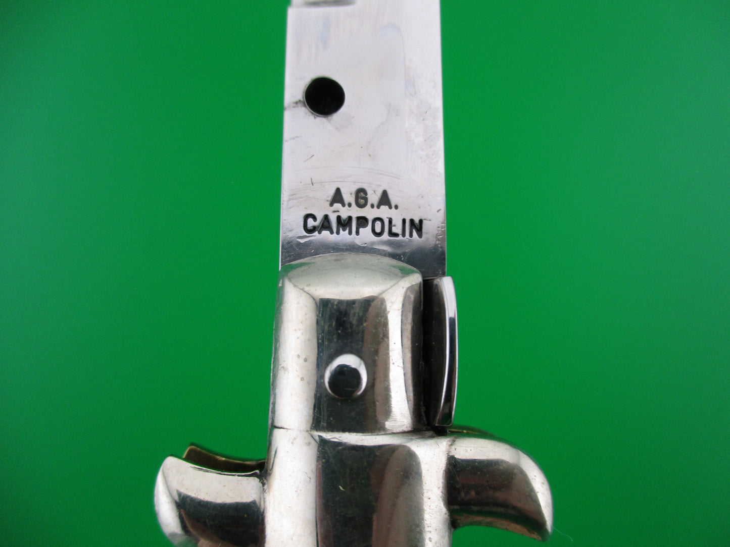 z AGA CAMPOLIN 33cm Picklock Stiletto Brown streaked horn NOS automatic knife
